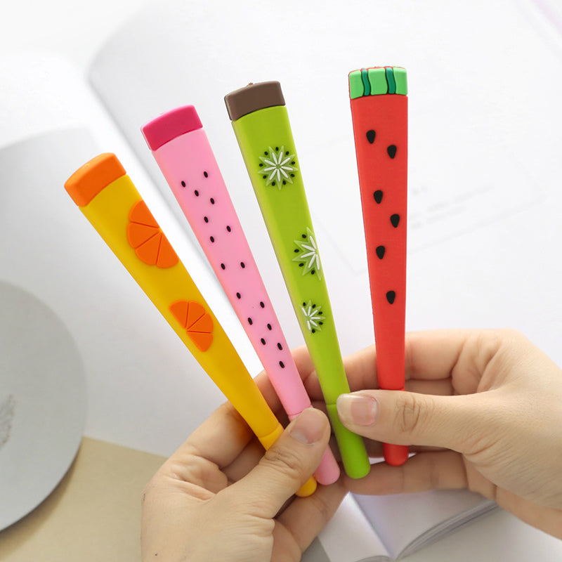 Whimsilly Set of 6 Fruit Shaped Pens in Mason Jar Pouch, Fine Tip Ink Gel Pen Set, Whimsical Stationary for Gifts, Office - Image 4