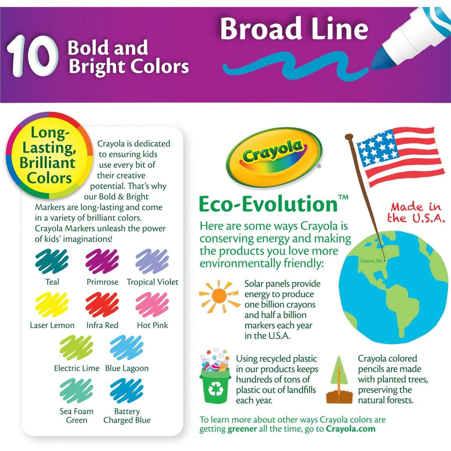 Original Broad Line Markers, Assorted Bright and Bold Colors, Set of 10 - Image 2