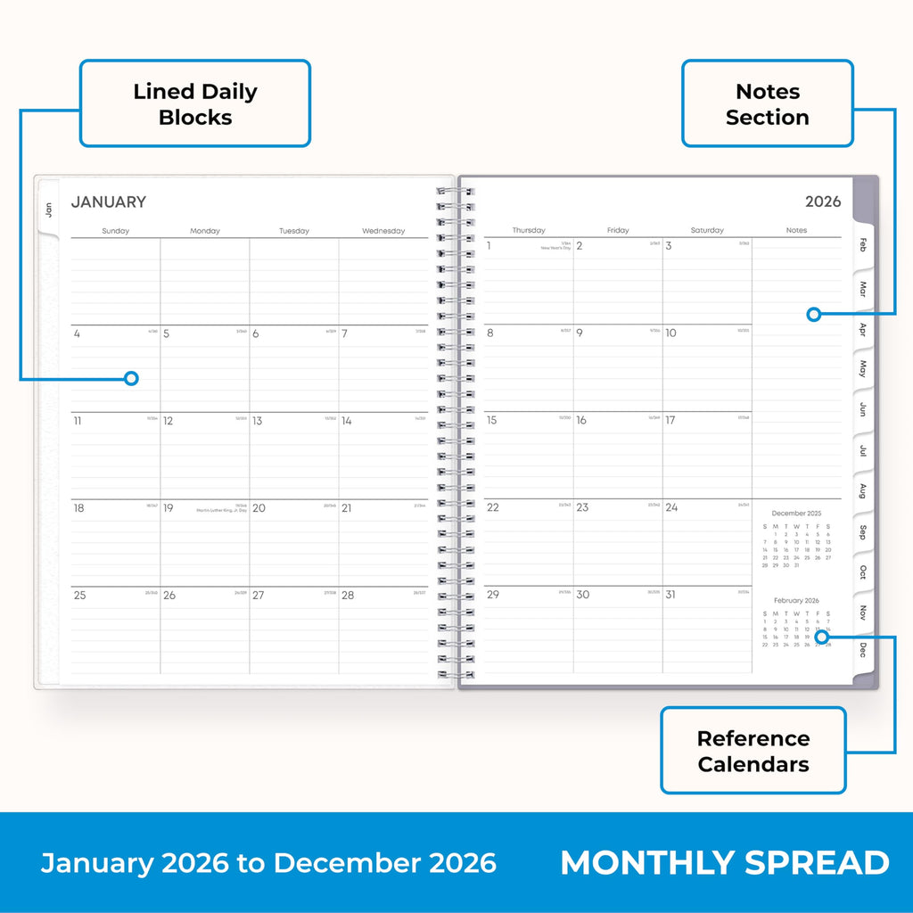 2026 Weekly and Monthly Planner Calendar, January 2026 - December 2026, 8.5" x 11", Flexible Cover, Laminated Tabs, D... - Image 4