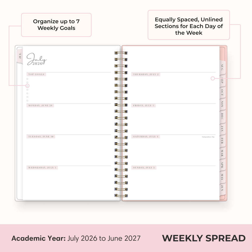 2026-2027 Weekly and Monthly Academic Year Planner Calendar, July 2026 - June 2027, 5" x 8", Flexible Cover, Wireboun... - Image 3