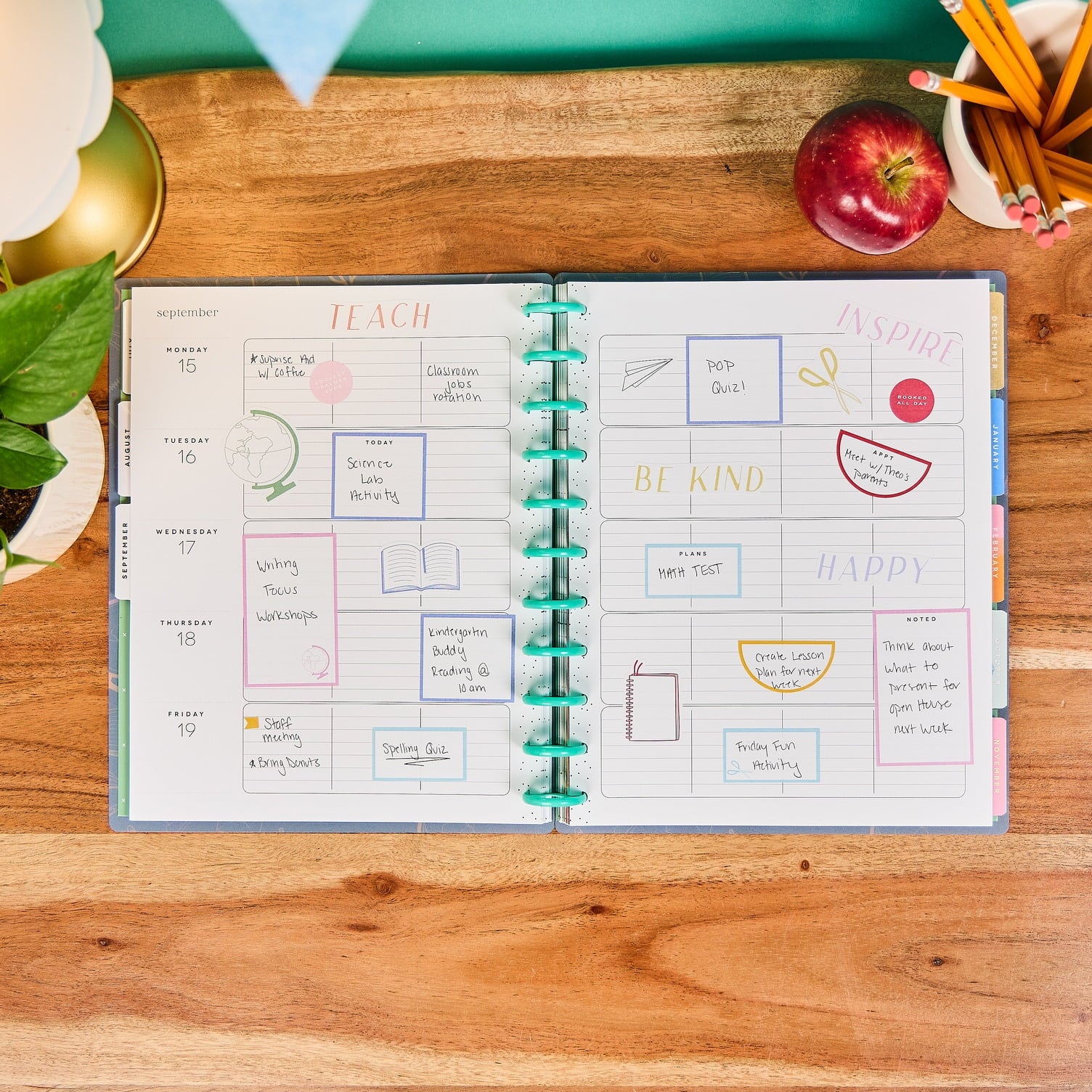 Classroom Plans Teacher Planner - 12-Month Academic, July 2025-2026, Red - Image 3