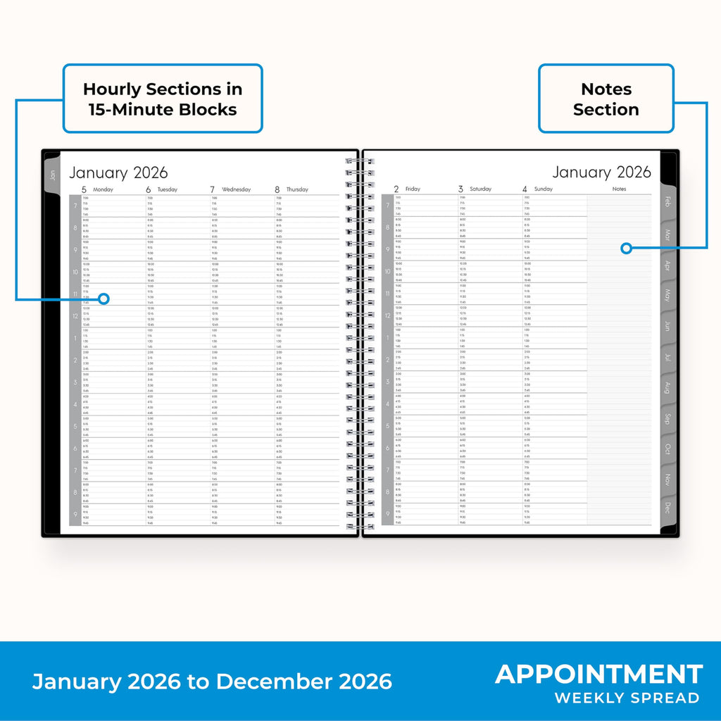 2026 Weekly and Monthly Appointment Planner Calendar, January 2026 - December 2026, 8.5" x 11", With 15-Minute Blocks... - Image 4