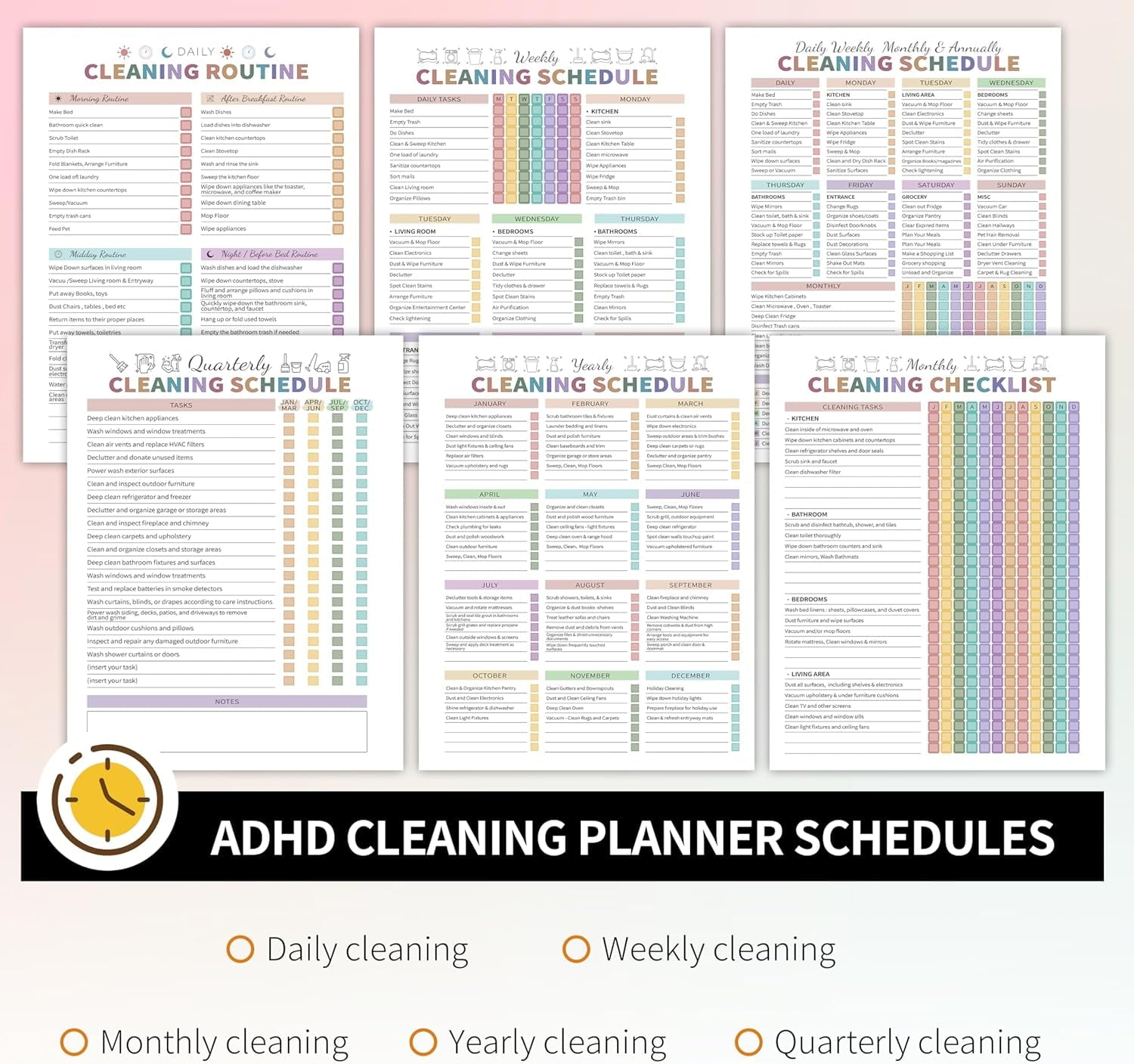 ADHD Cleaning Planner for Adults Women, Cleaning Schedule and Checklist Notebook, Cleaning and Organizing Planner, Da... - Image 4