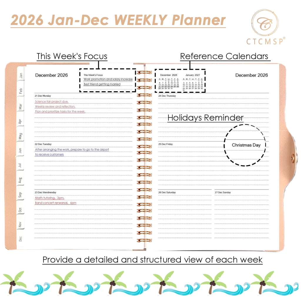 2026 Planner Yearly Calendar Notebook(Jan-Dec.2026,6.3"x8.5"),Weekly Monthly Planner 2026 for Office Home Work Gift S... - Image 2