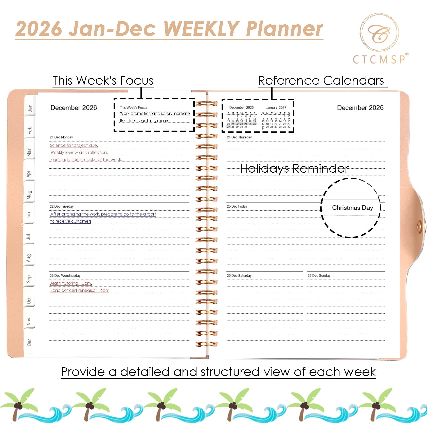 2026 Planner Yearly Calendar Notebook(Jan-Dec.2026,6.3"x8.5"),Weekly Monthly Planner 2026 for Office Home Work Gift S... - Image 2