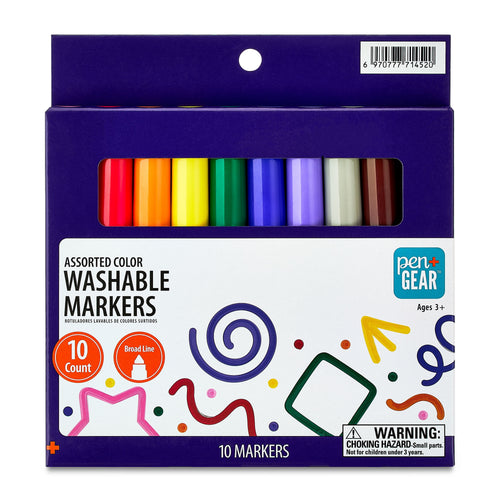 (2 pack) Washable Markers, Broad Tip, Assorted Colors, 10 Count - Image 2