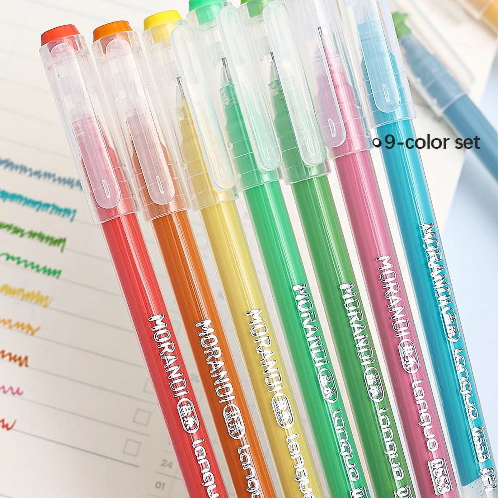 9 Colors Gel Pens for Drawing, 0.5mm Fine Point Pen, Diary Scrapbook Painting DIY Gel Pen Set Coloring Book Drawing Doodling Pen - Image 6