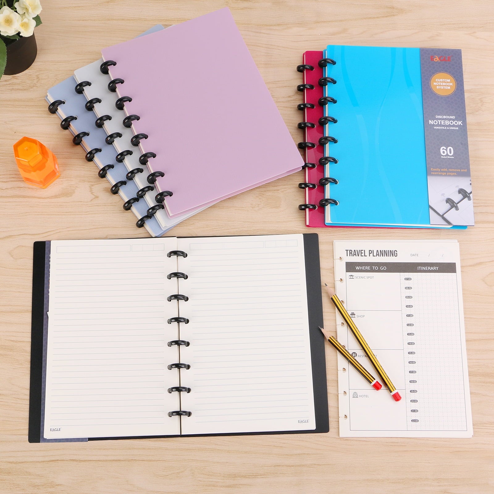 A5 Junior Discbound Notebook, Customizable Refillable Planner with Poly Cover, 8-Hole Punch, 60 Lined Pages, 1 Notebo... - Image 6