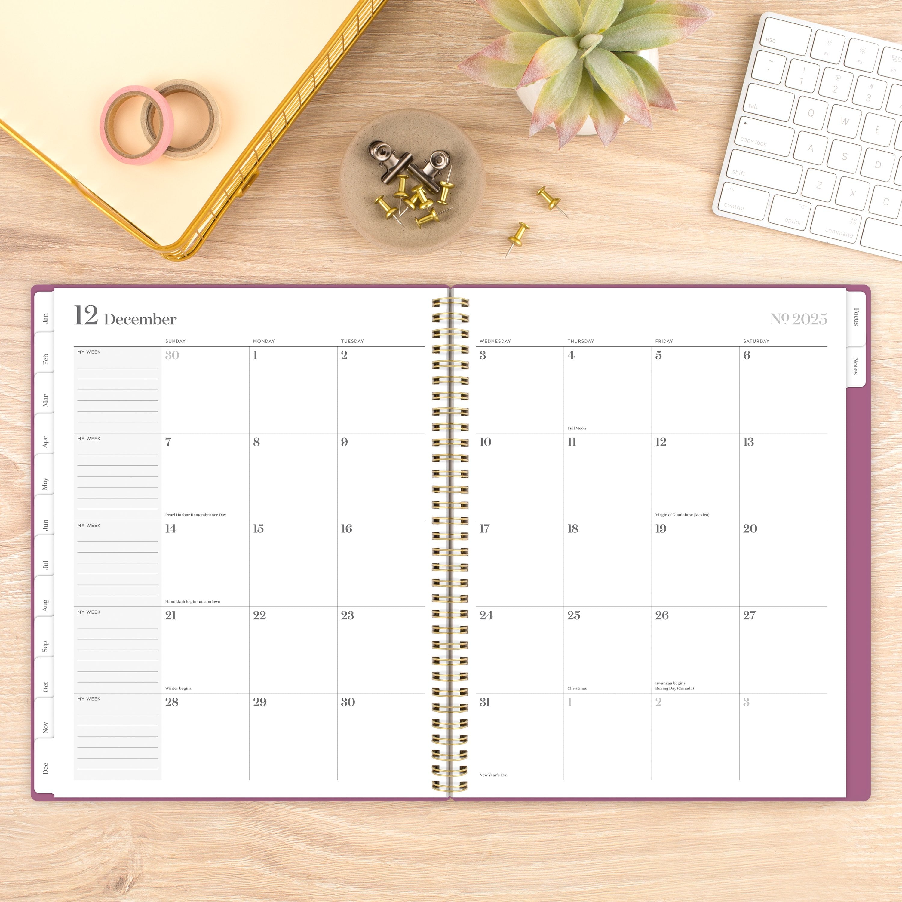Balance 2025 Weekly Monthly Planner, Red Violet, 8.5" x 11" - Image 2