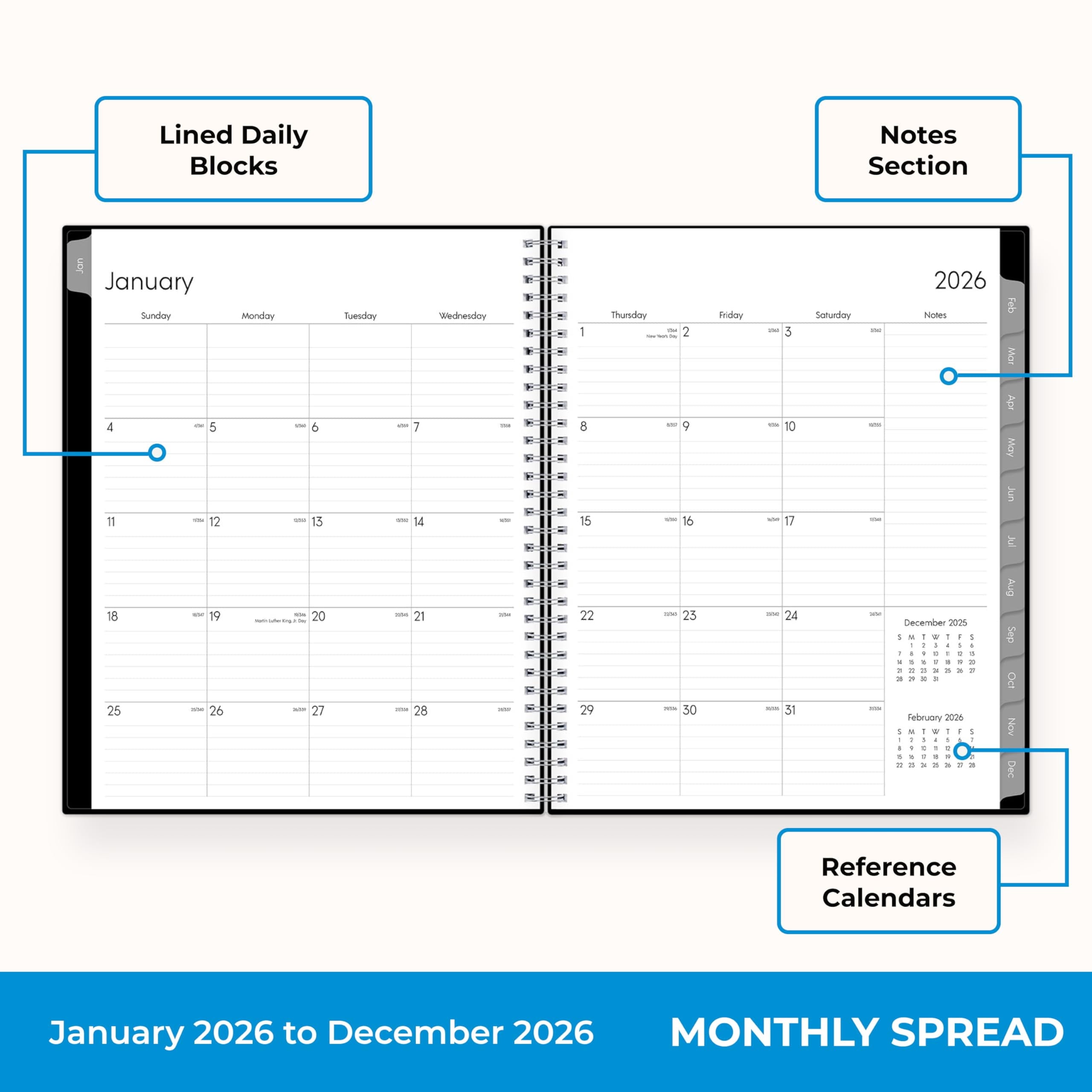 2026 Weekly and Monthly Appointment Planner Calendar, January 2026 - December 2026, 8.5" x 11", With 15-Minute Blocks... - Image 3