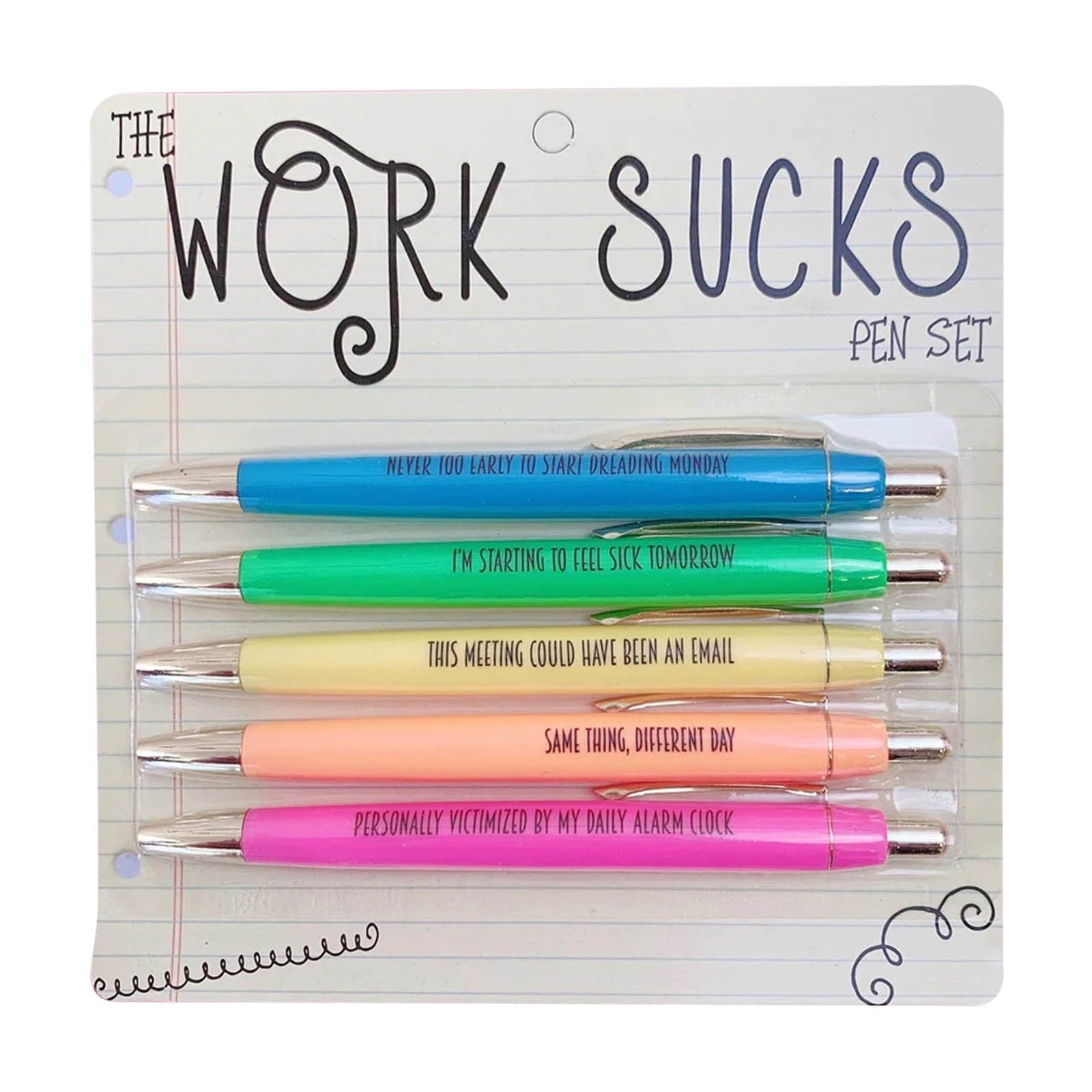 5PC Fun Work Theme Gel Pen Ballpoint Pen Fun Copywriting Pen Set 1ML