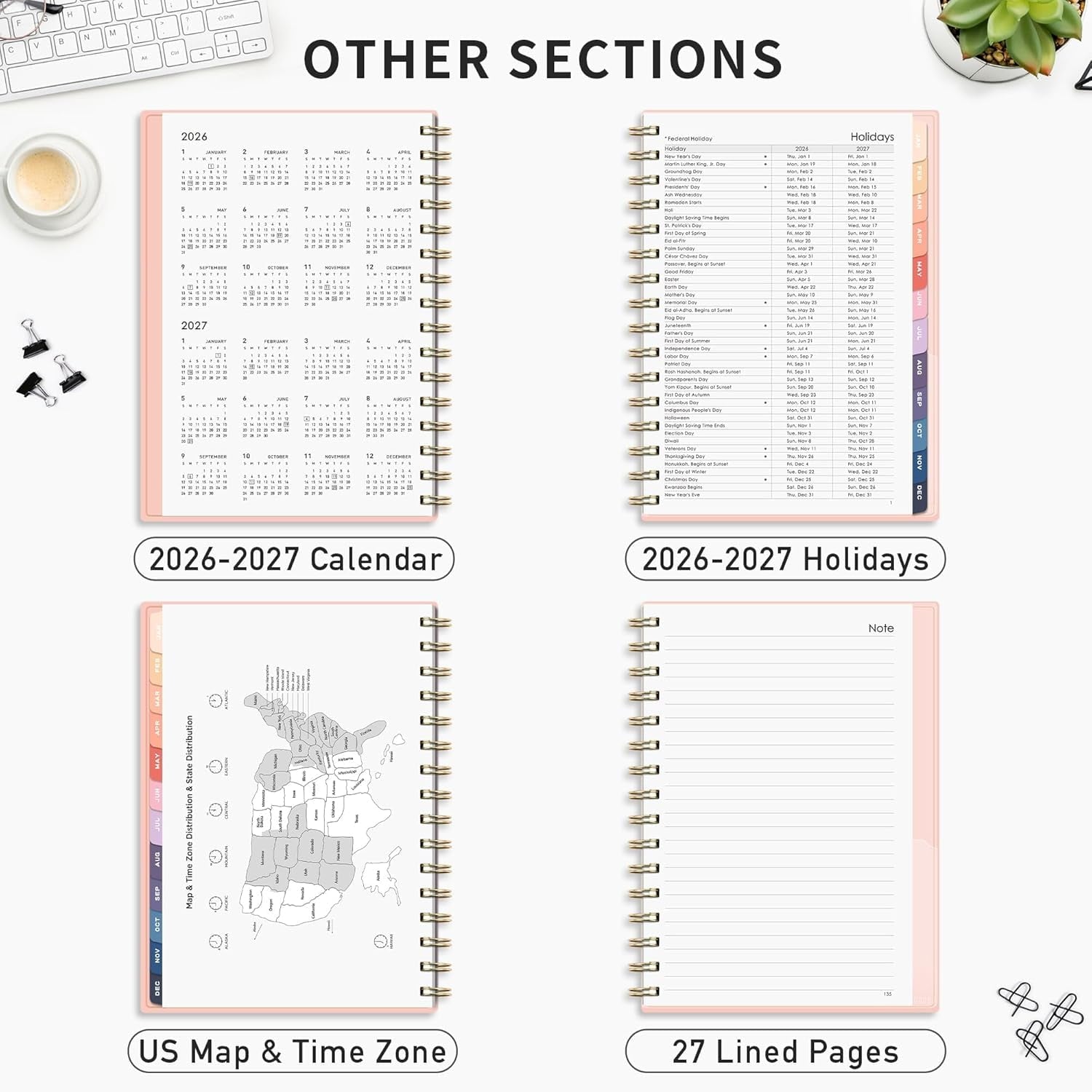 2026-2027 , Jan 2026 - Dec 2027, Agenda, Calendar, 24 Month Tabs, Flexible Plastic Cover, A5 - Image 5