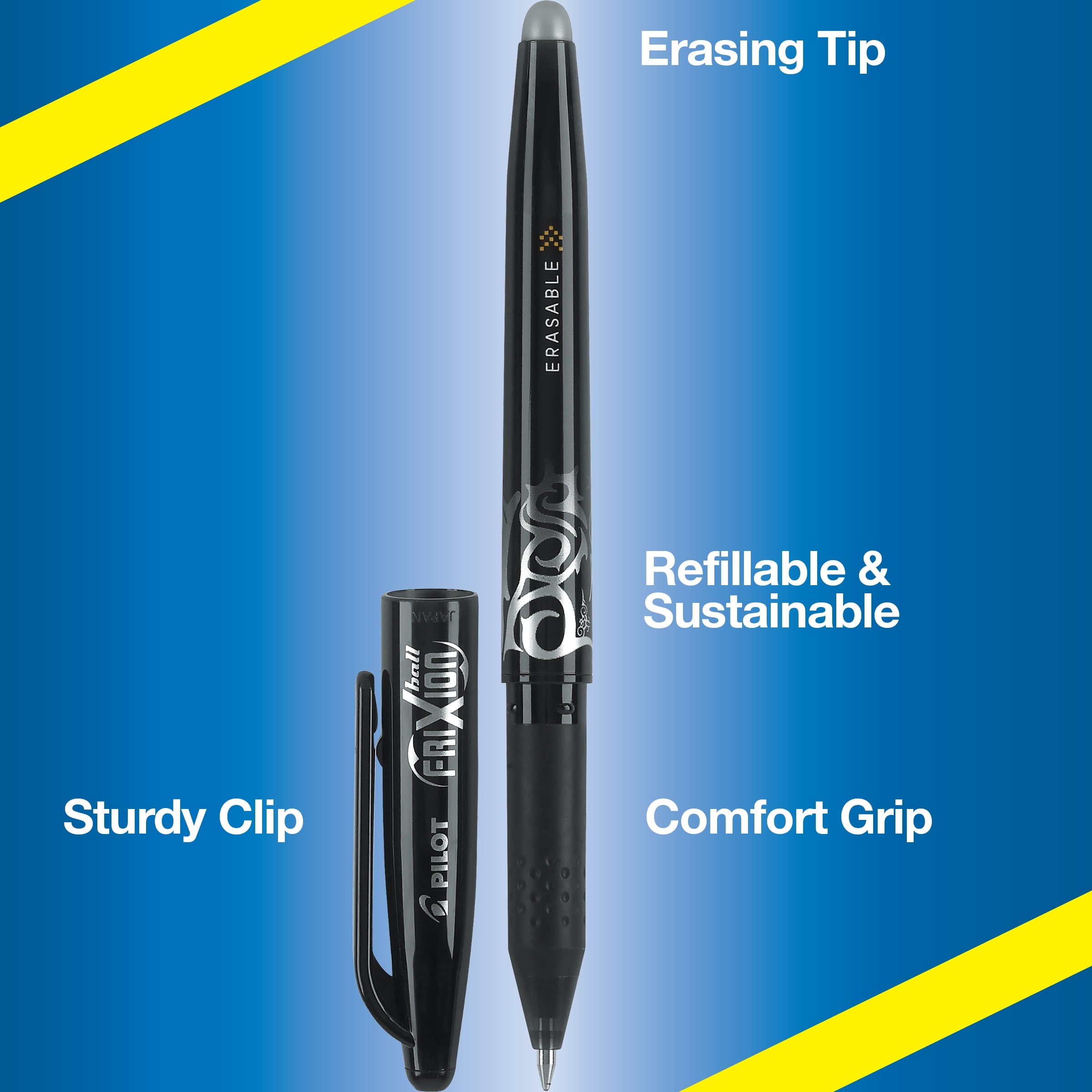 Ball Erasable Gel Pen Set, Fine Point 0.7mm, Black Ink, 12 Pack - Image 5