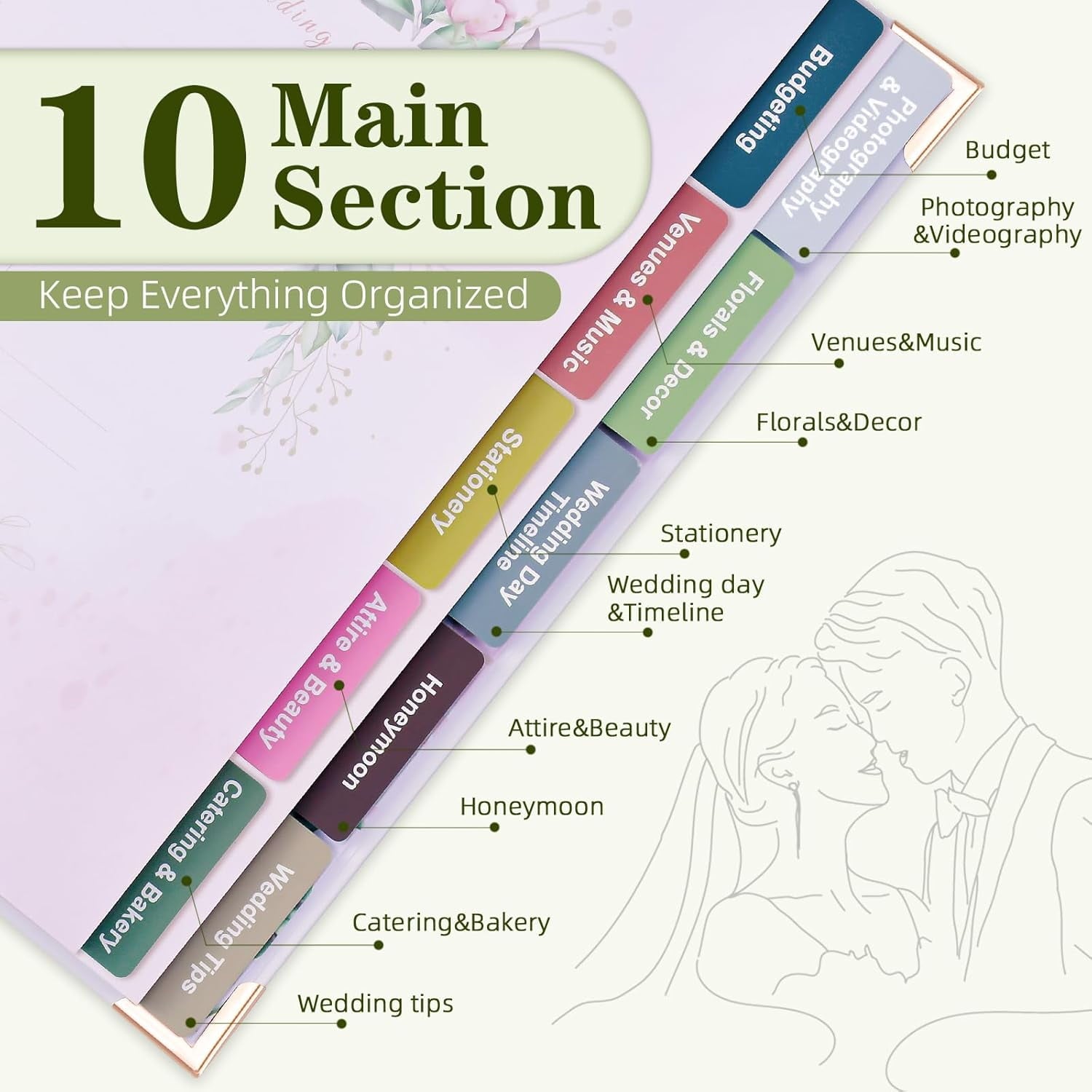 for Bride, Planning Book and Organizer Notebook with Stickers, Checklists & Calendars for Engaged Couples - Image 2