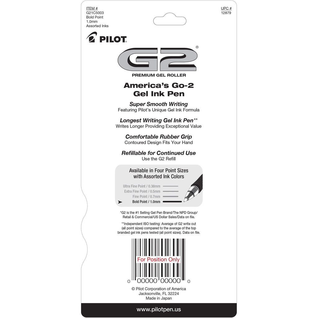 (3 pack) G2 Retractable Gel Ink Pens, Bold Point, 1.0mm, Assorted Colors, 5 Pack - Image 3