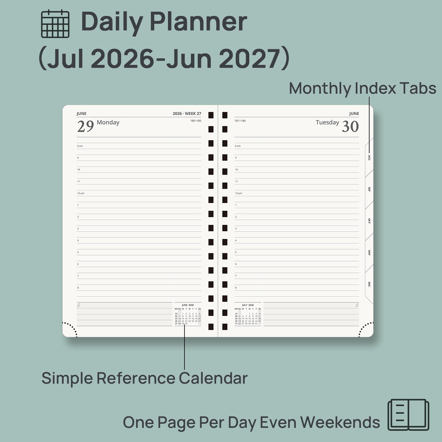 2026-2027 Daily Planner, 5.75" x 8.5", (Jul.26-Jun.27) Academic Calendar Book with One Page Per Day Planner, Spiral H... - Image 3