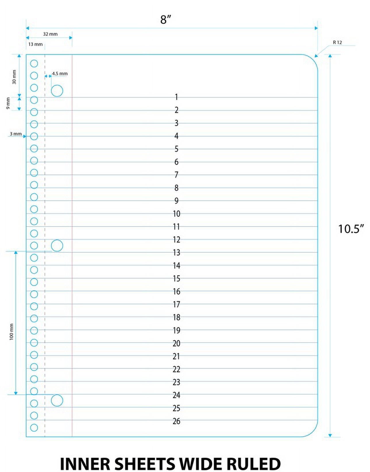 1-Subject Spiral Notebook, Wide Ruled, 80 Sheets, Multi-Color - Image 3