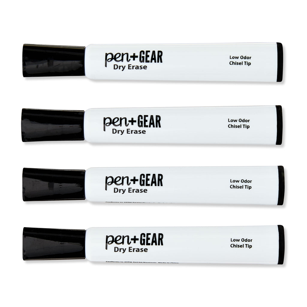 Dry Erase Markers, Chisel Tip, Black, 4-Pack - Image 4