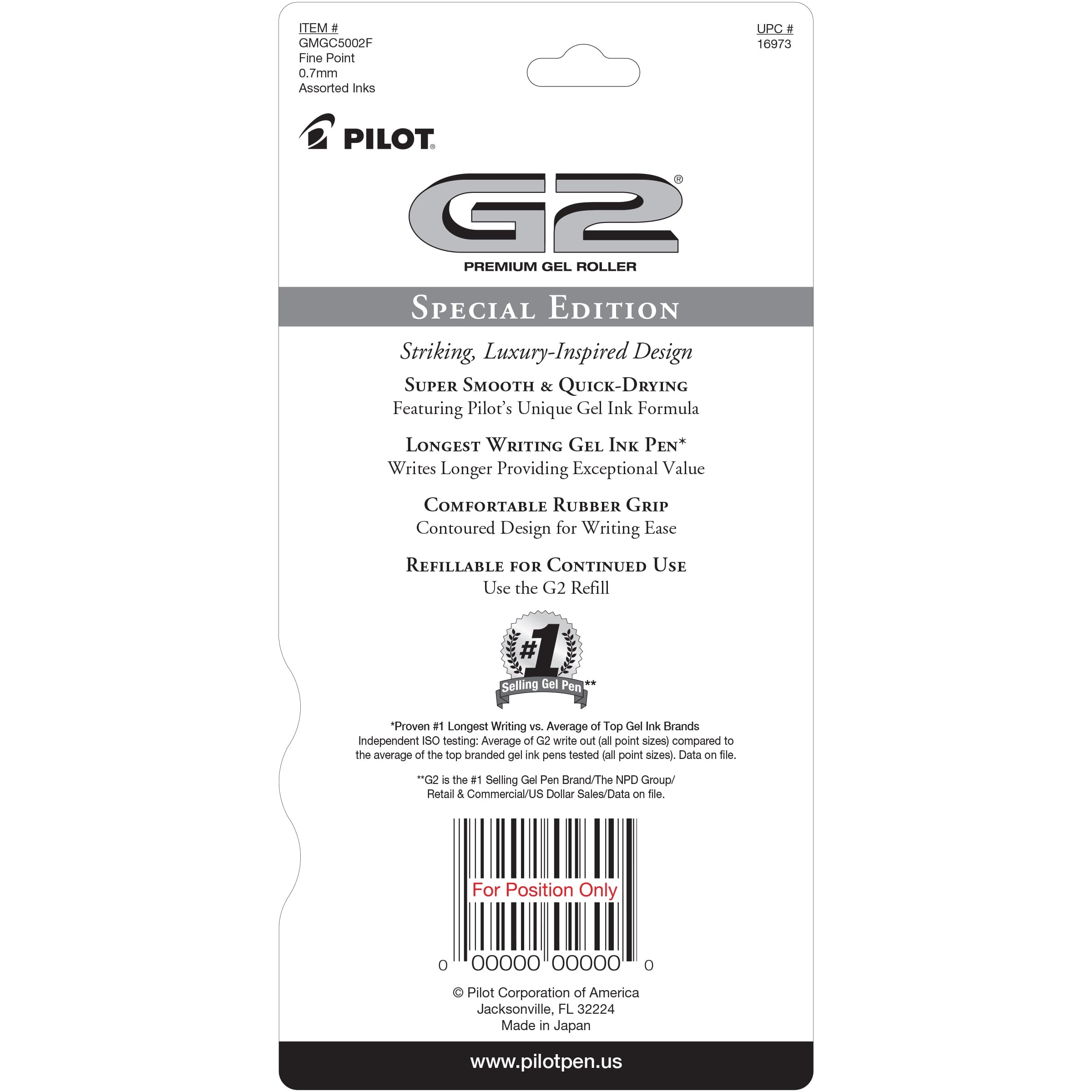 Pilot G2 Metal Gradation Collection Premium Gel Ink Pen, Fine Point, Black, Blue, Red Ink, 5 Count - Image 4