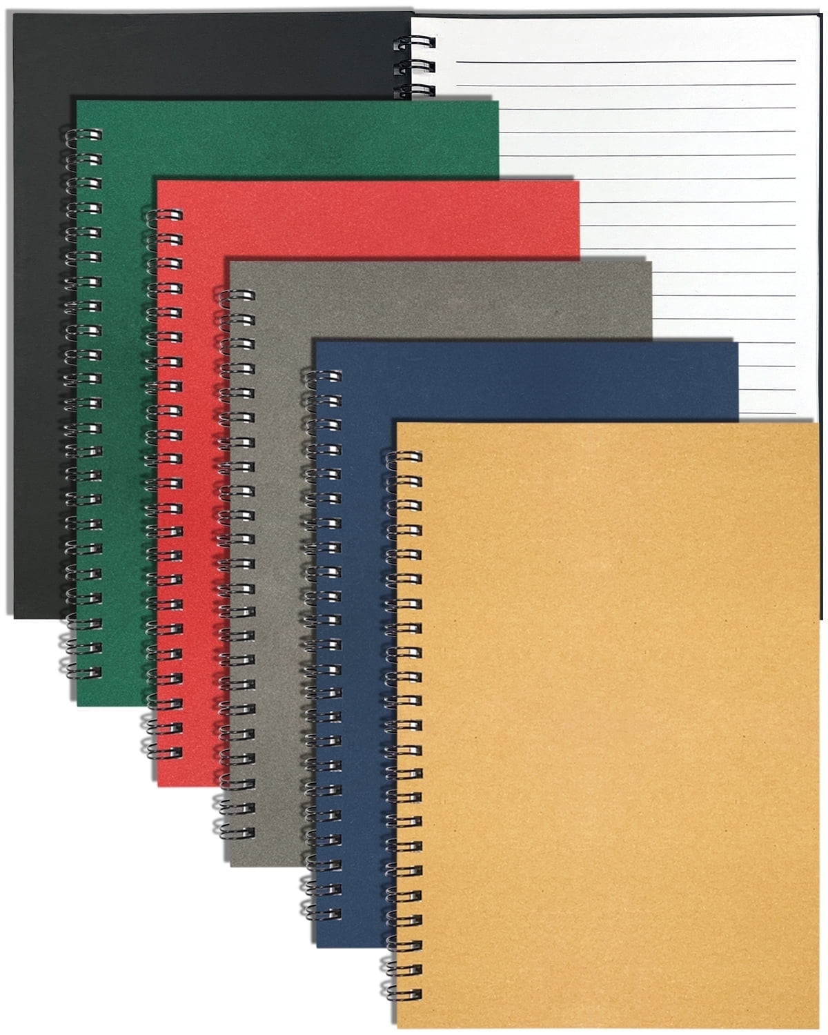 6 Pack Spiral Notebook, 8.25x5.5 Inches 120 Lined Pages Ruled Spiral Bound Journal A5 Kraft Colored Cover Wirebound N...