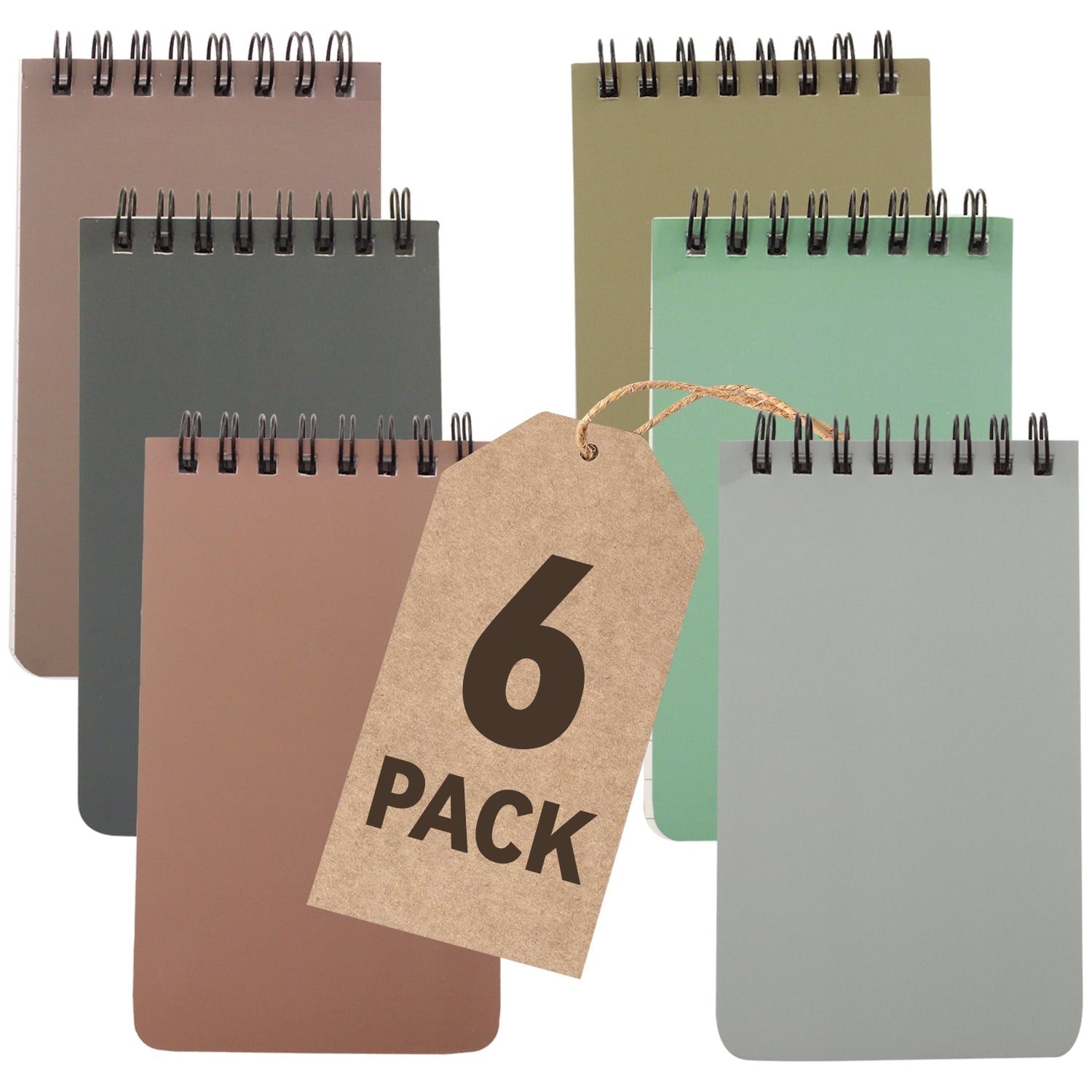 6 Pcs Small Lined Pocket Notebooks 3" x 5", Boho Mini Little Spiral Note book, Nursing Notepad, for Home Work, Office...