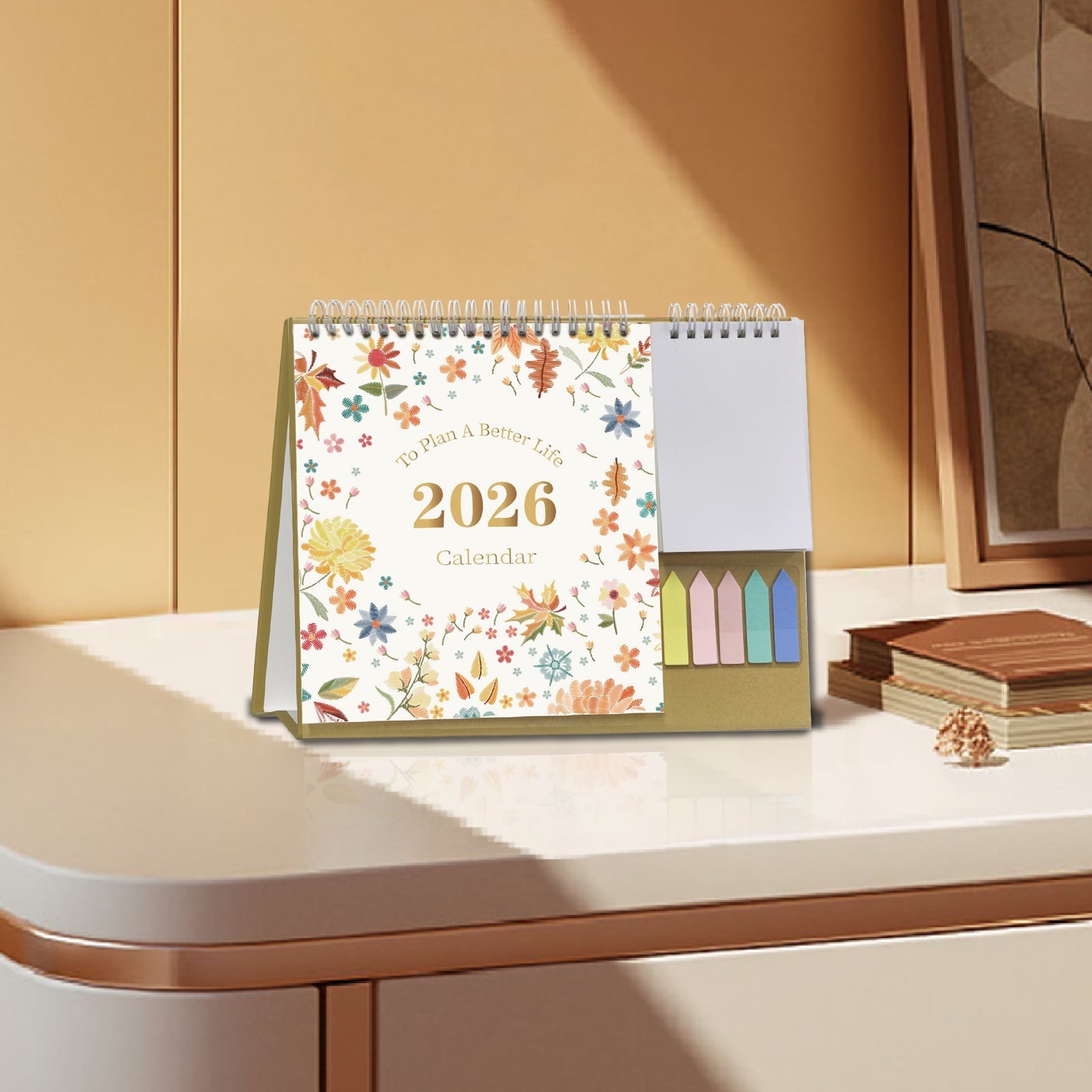 Small Desk Calendar 2026, Monthly Desktop Calendar with Pocket Folder, Jan. 2026 - Dec. 2026, 8" x 10", Standing Flip Calendar with To Do Li - Image 6