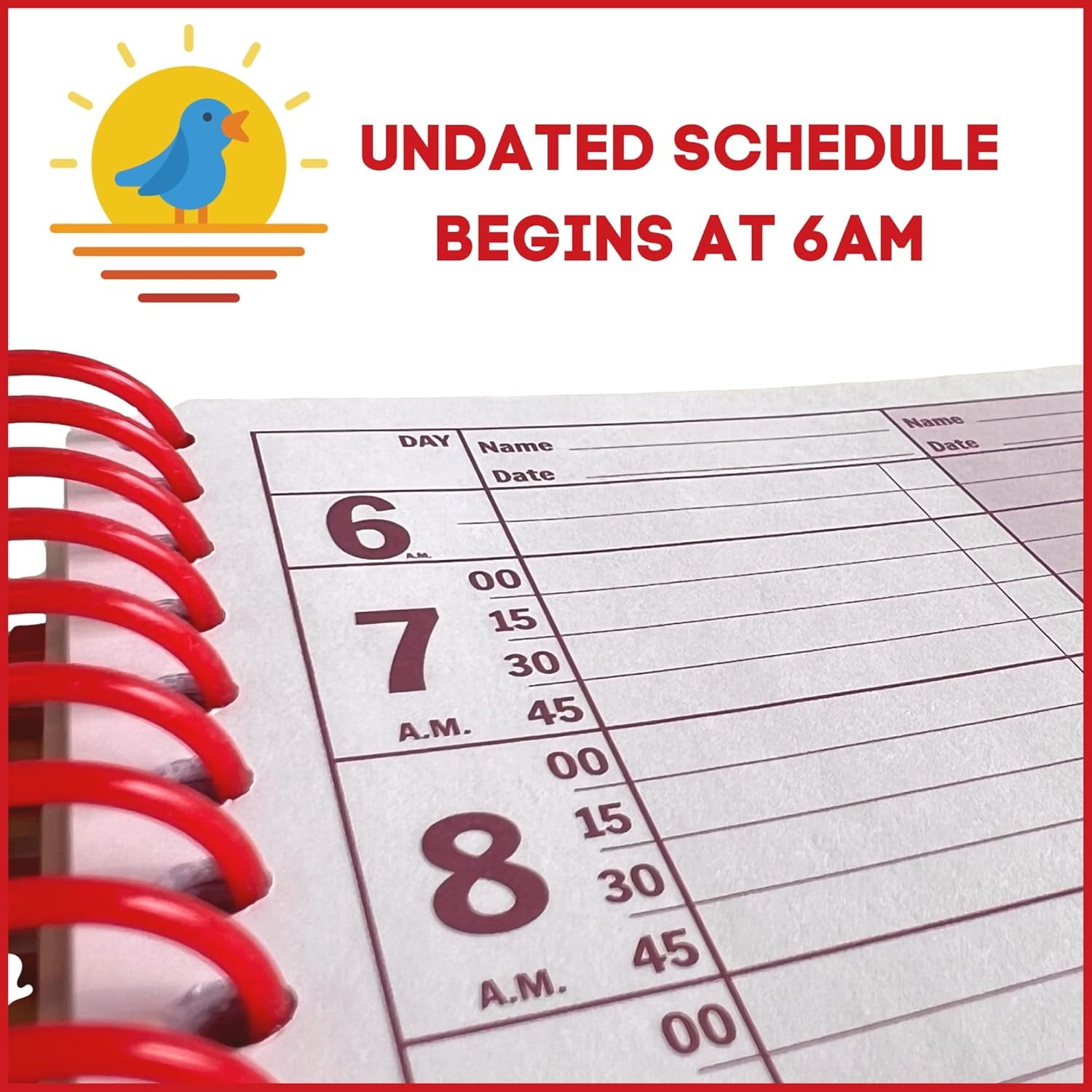 5 Book Large 10" x 13.5" Undated 2025 Planner, Daily & Hourly Planner in 15 Minute Increments Spiral Notebook Organiz... - Image 4