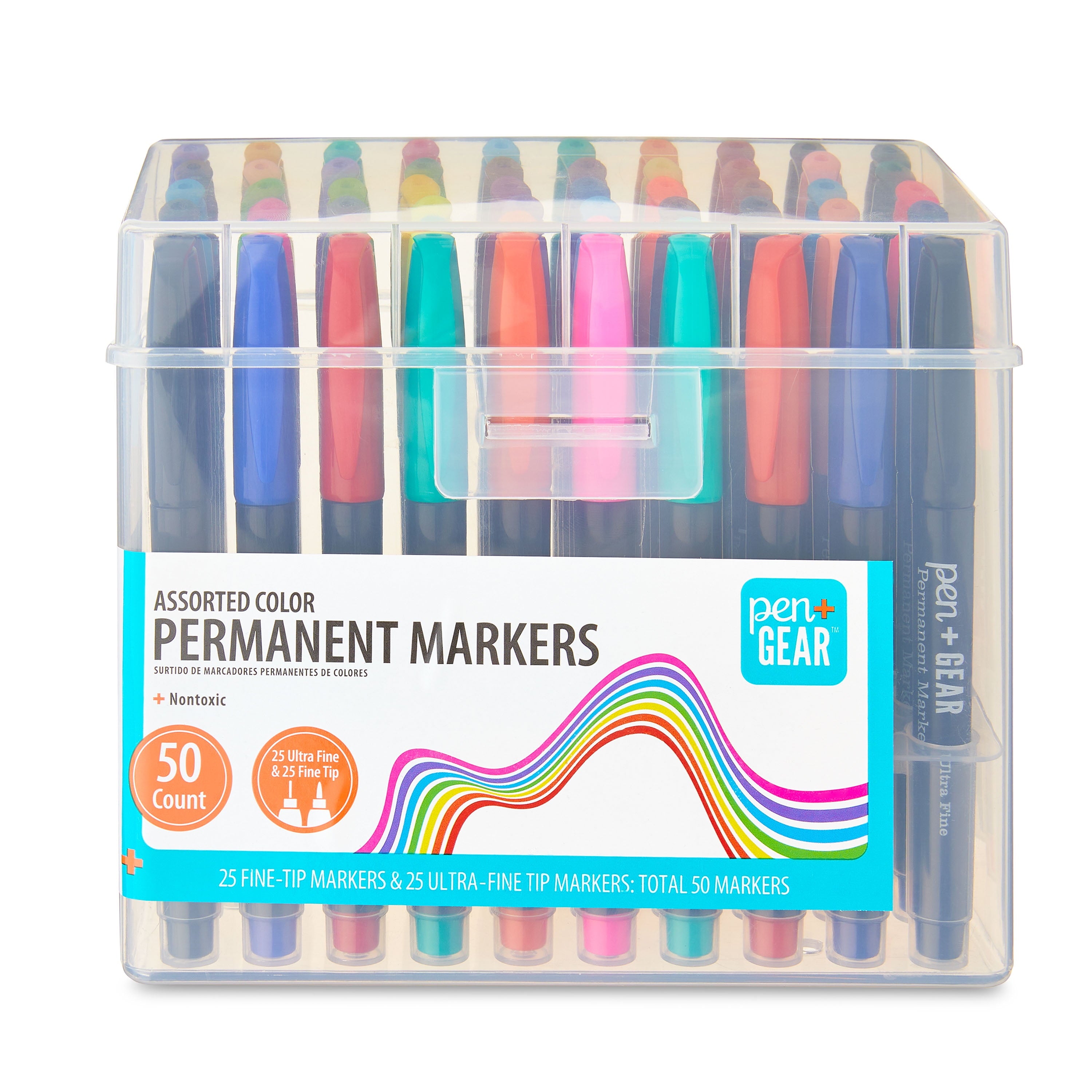 Permanent Markers, Fine + Ultra Fine Tip, Assorted Colors, 50 Count - Image 2