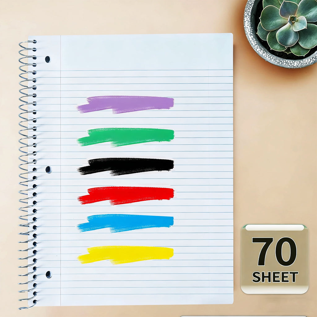 1 Subject College Ruled, 70 Sheets, 8" x 10-1/2", 3 Hole Punched, Lined s,6 Pack - Image 3