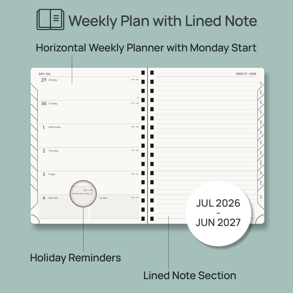 Planner 2026-2027, Weekly and Monthly Academic Planner Calendar Notebook, Jul.26-Jun.27, 6.5" x 8.5", Inner Pocket, M... - Image 4