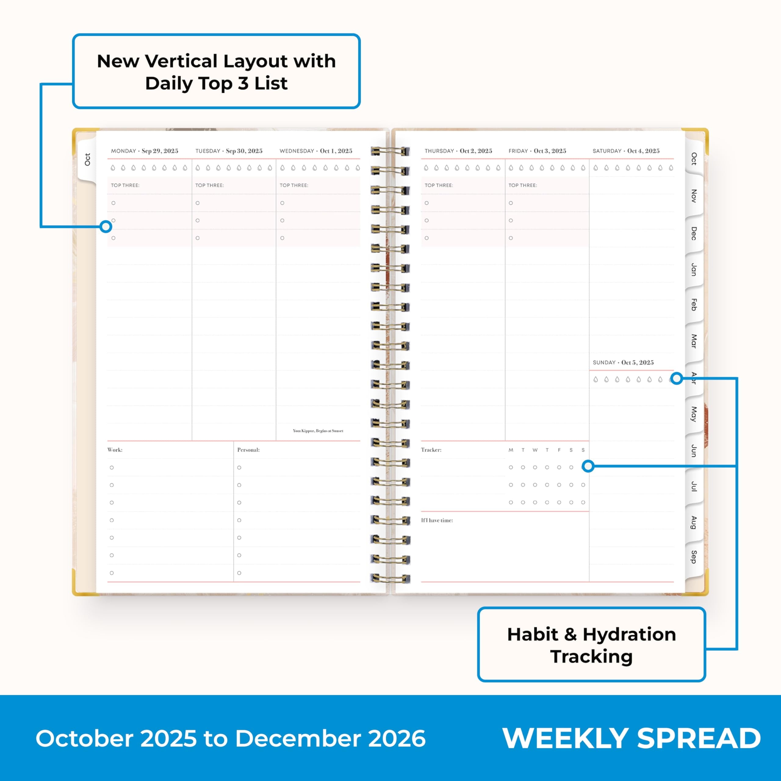15 Month 2026 Weekly and Monthly Planner Calendar, October 2025 - December 2026, 5" x 8", Hard Cover, Wirebound, Stor... - Image 3