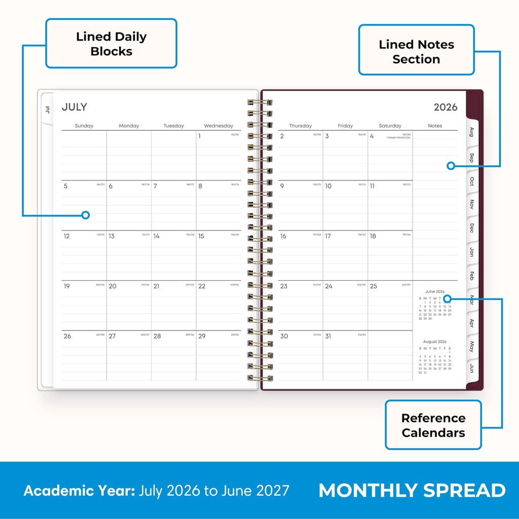 Blue Sky 2026-2027 Weekly and Monthly Academic Year Planner Calendar, July 2026 - June 2027, 5.875" x 8.625", Flexible Pocket Cover, Laminat - Image 4