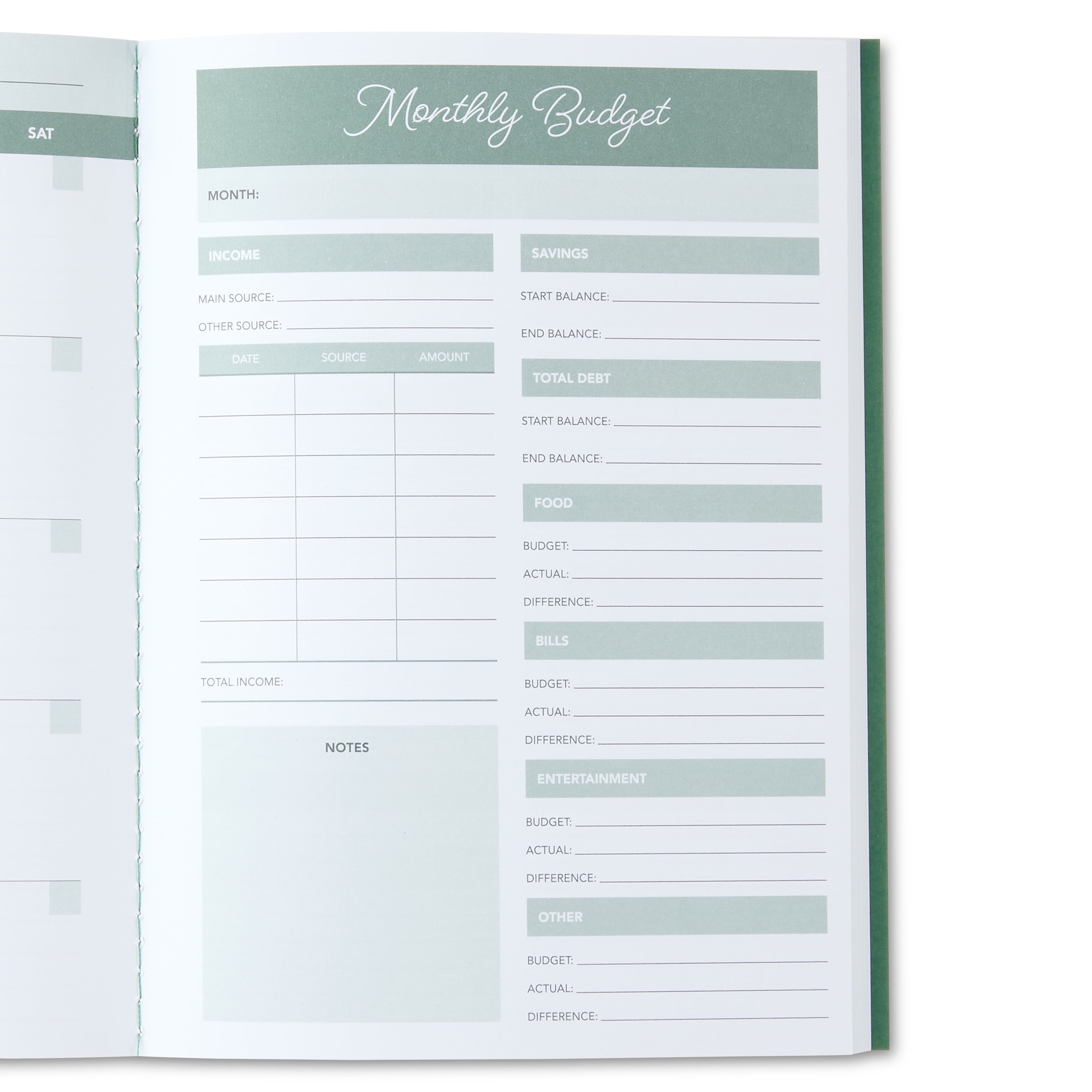 Pen + Gear Monthly Small (5.5" x 7.5") Green, 12 Month Budget Planner - Image 5