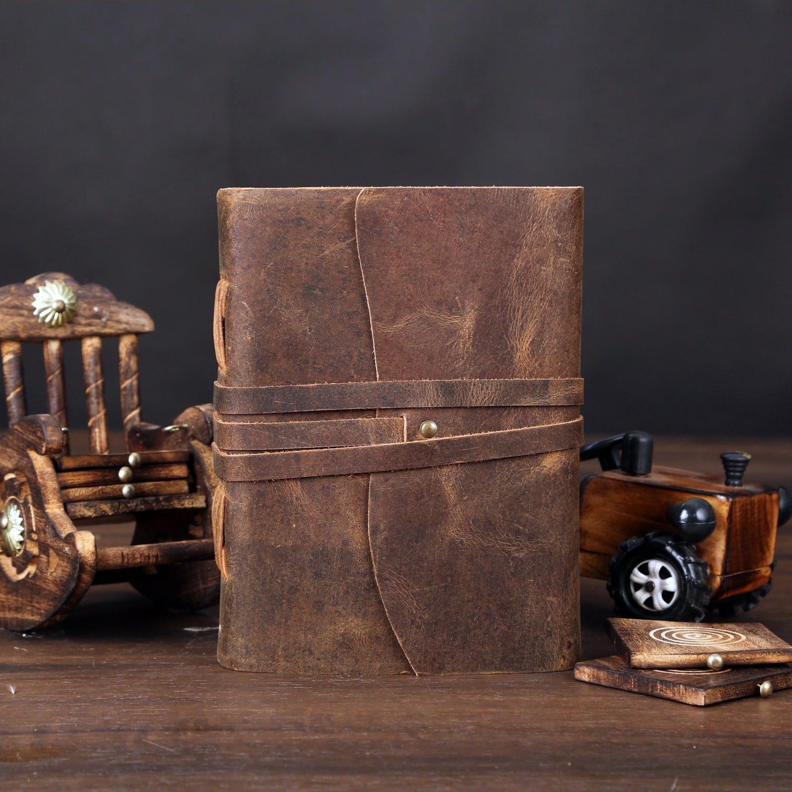 Handmade Leather Journal/Writing Notebook Diary/Bound Daily Notepad For Men & Women Unlined Paper Medium 8 x 6 Inches... - Image 4