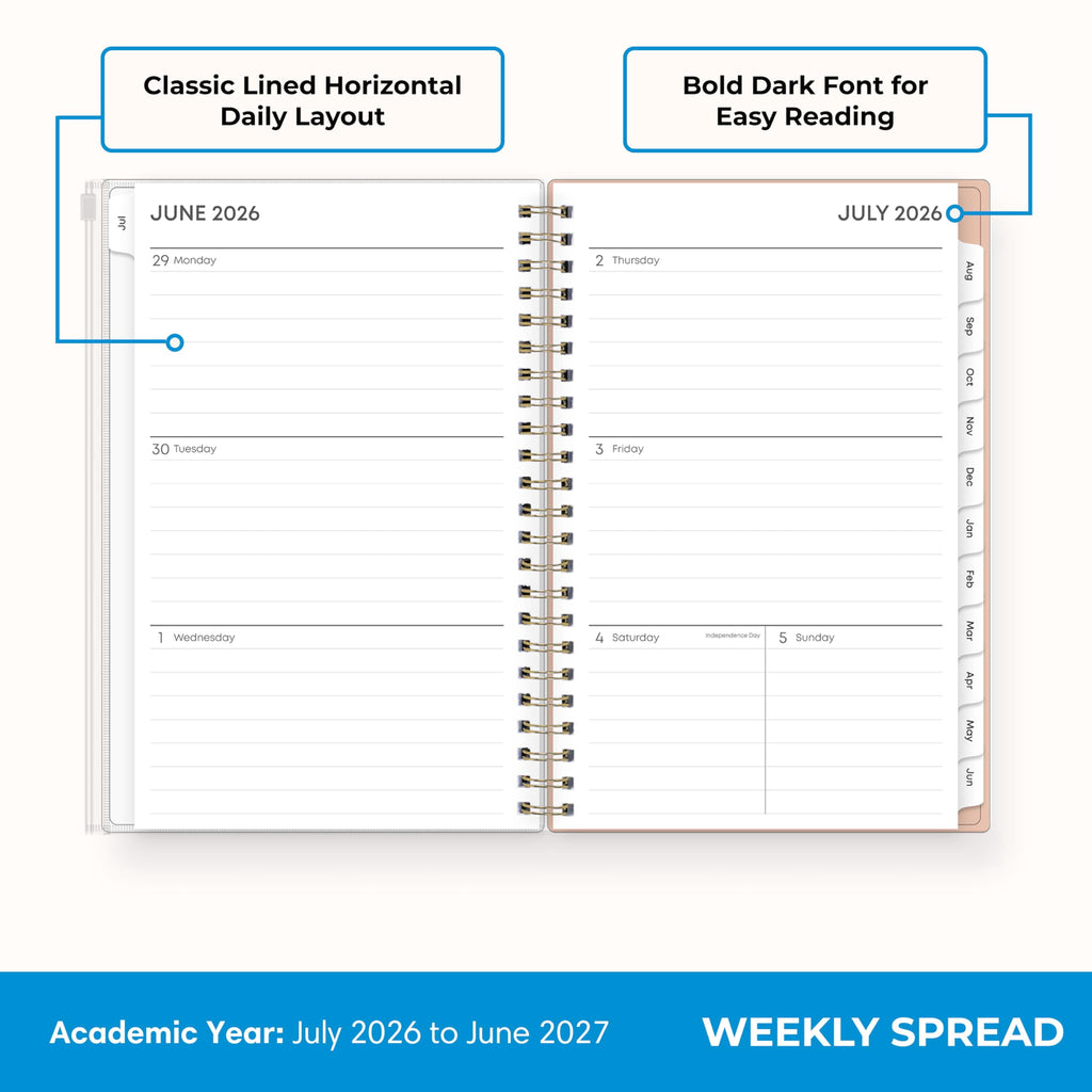 Blue Sky 2026-2027 Weekly and Monthly Academic Year Planner Calendar, July 2026 - June 2027, 5" x 8", Flexible Cover With Zip Pouch, Wirebou - Image 3
