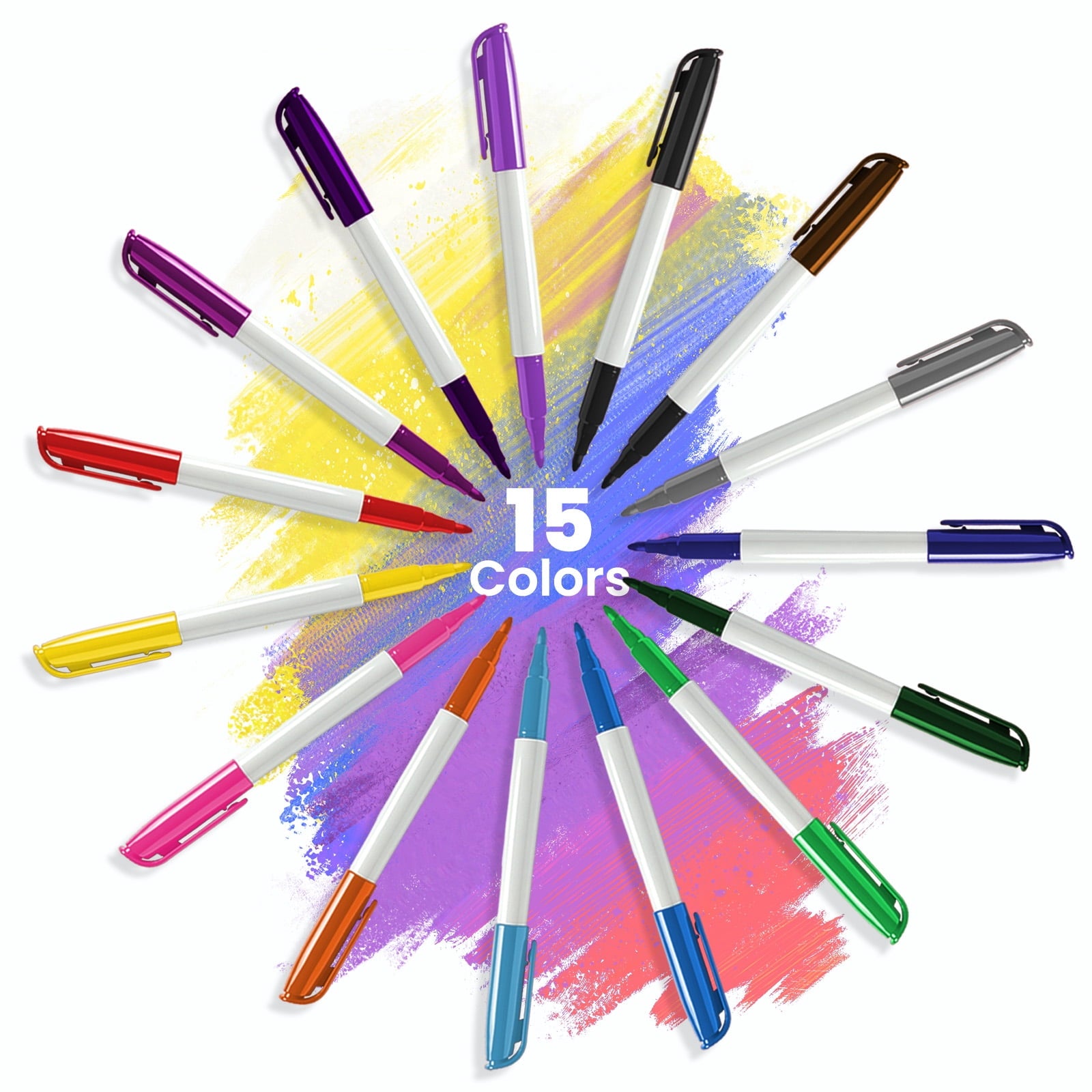 Permanent Markers, Fine & Ultra Fine Tip (60 Count), Assorted Colors Marker Set for Writing, Drawing, Poster, School Supplies - Office & Hom - Image 2