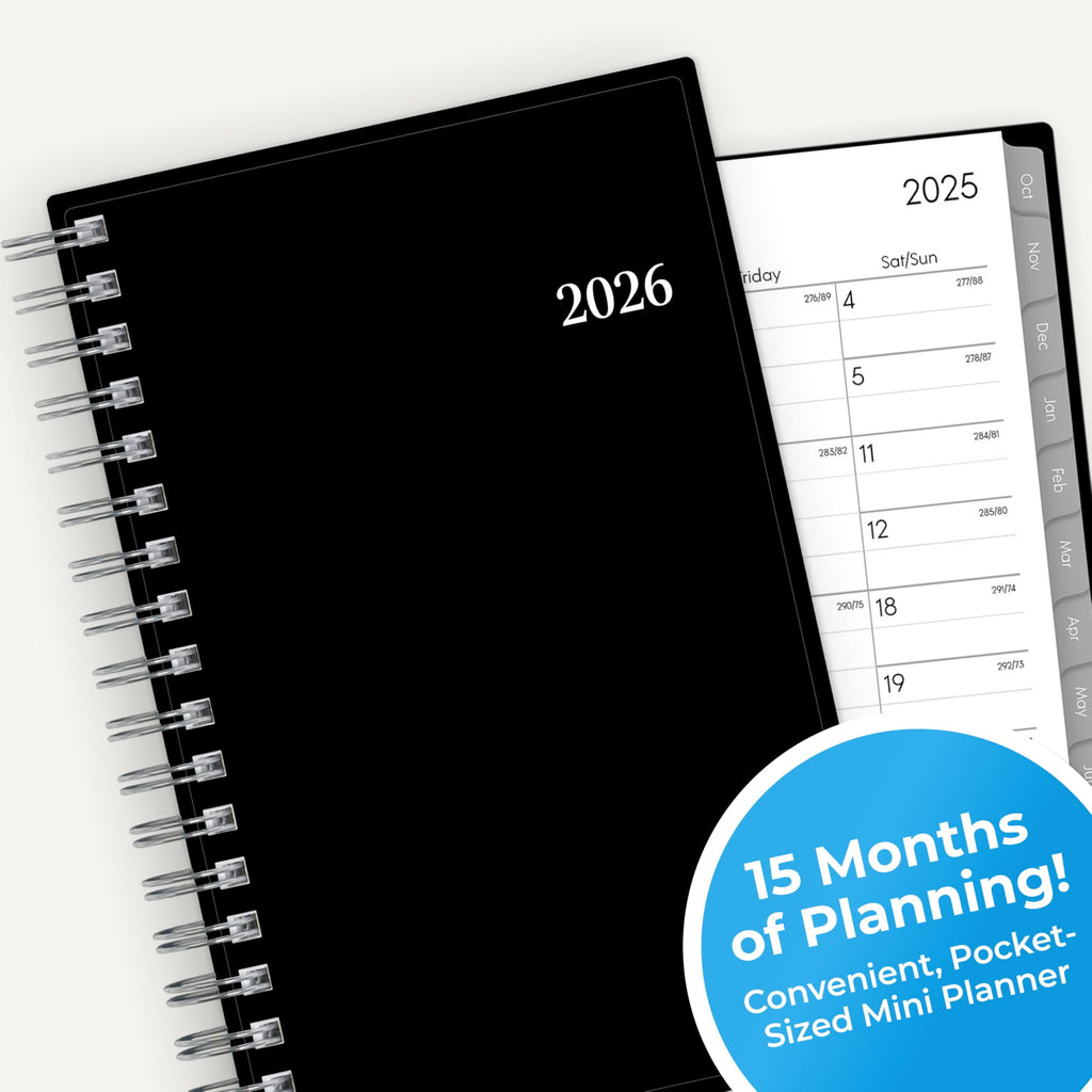 2026 15-Month Weekly and Monthly Mini Planner Calendar, Includes October 2025 - December 2026, 3.625" x 6.125", Flexi... - Image 6