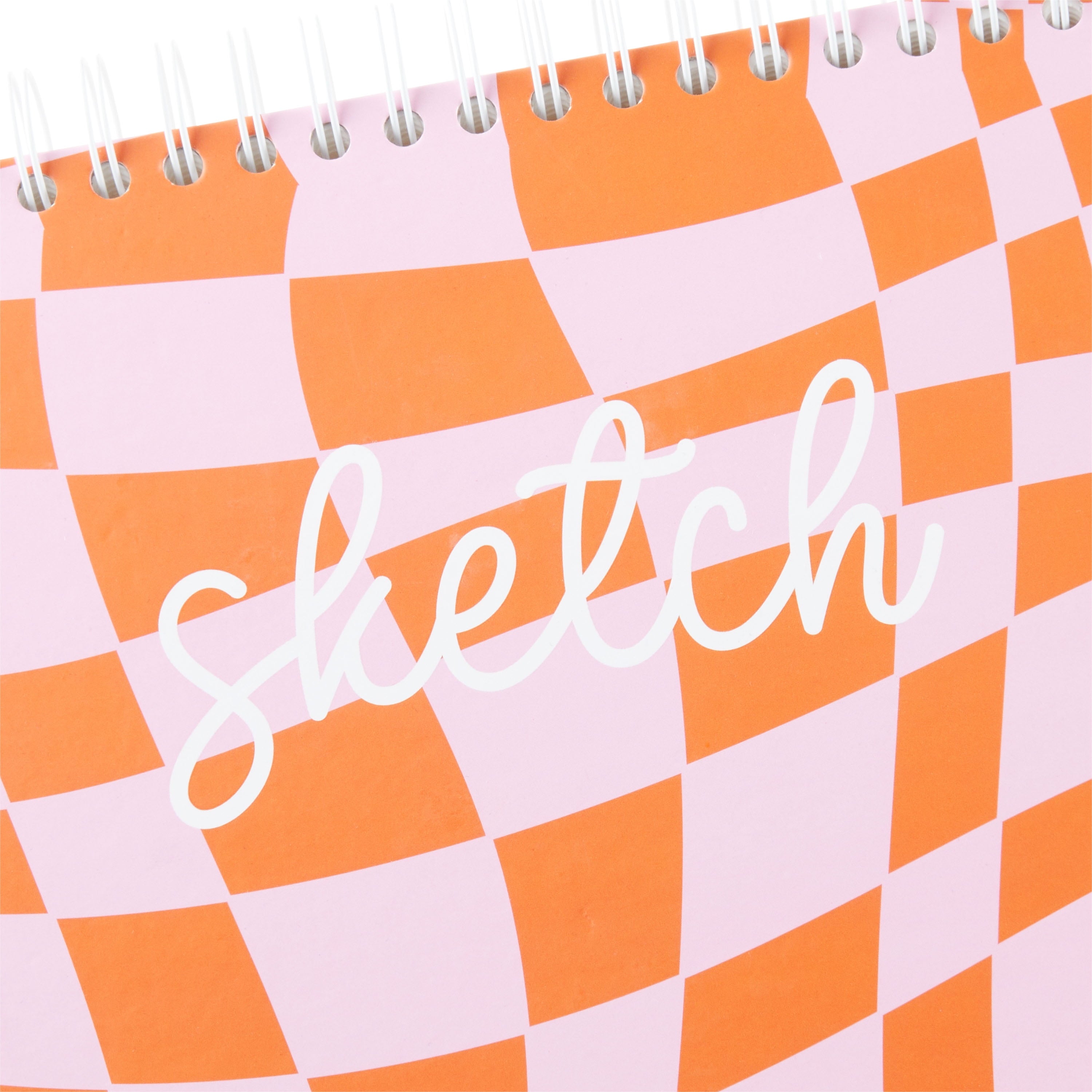 Fashion Sketchbook, Pink and Orange Checkered Print, 120 Sheets, 240 Pages, 9" x 12" - Image 3