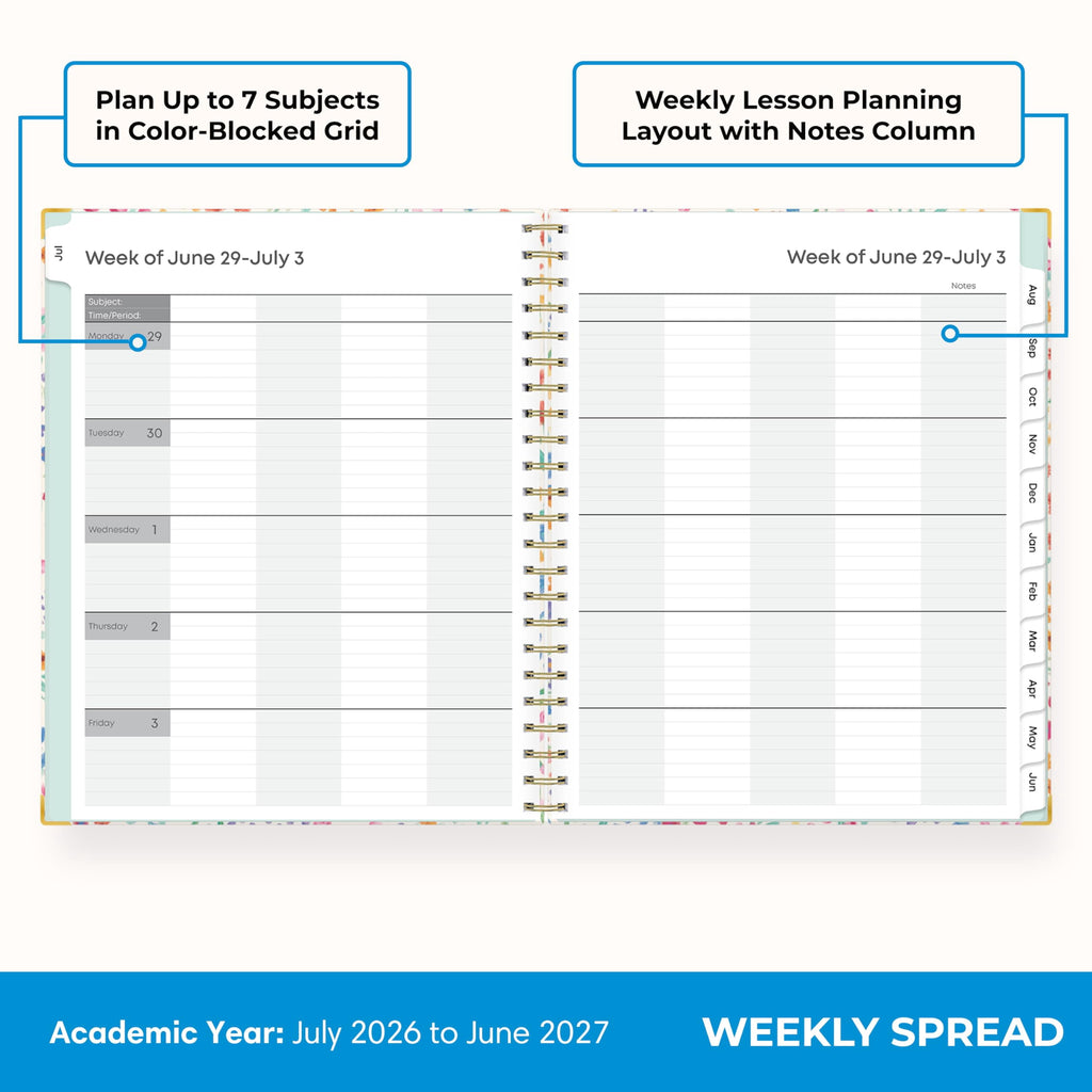 2026-2027 Weekly and Monthly Academic Year Teacher Lesson Planner Calendar With Clipboard, July 2026 - June 2027, 8.5... - Image 3