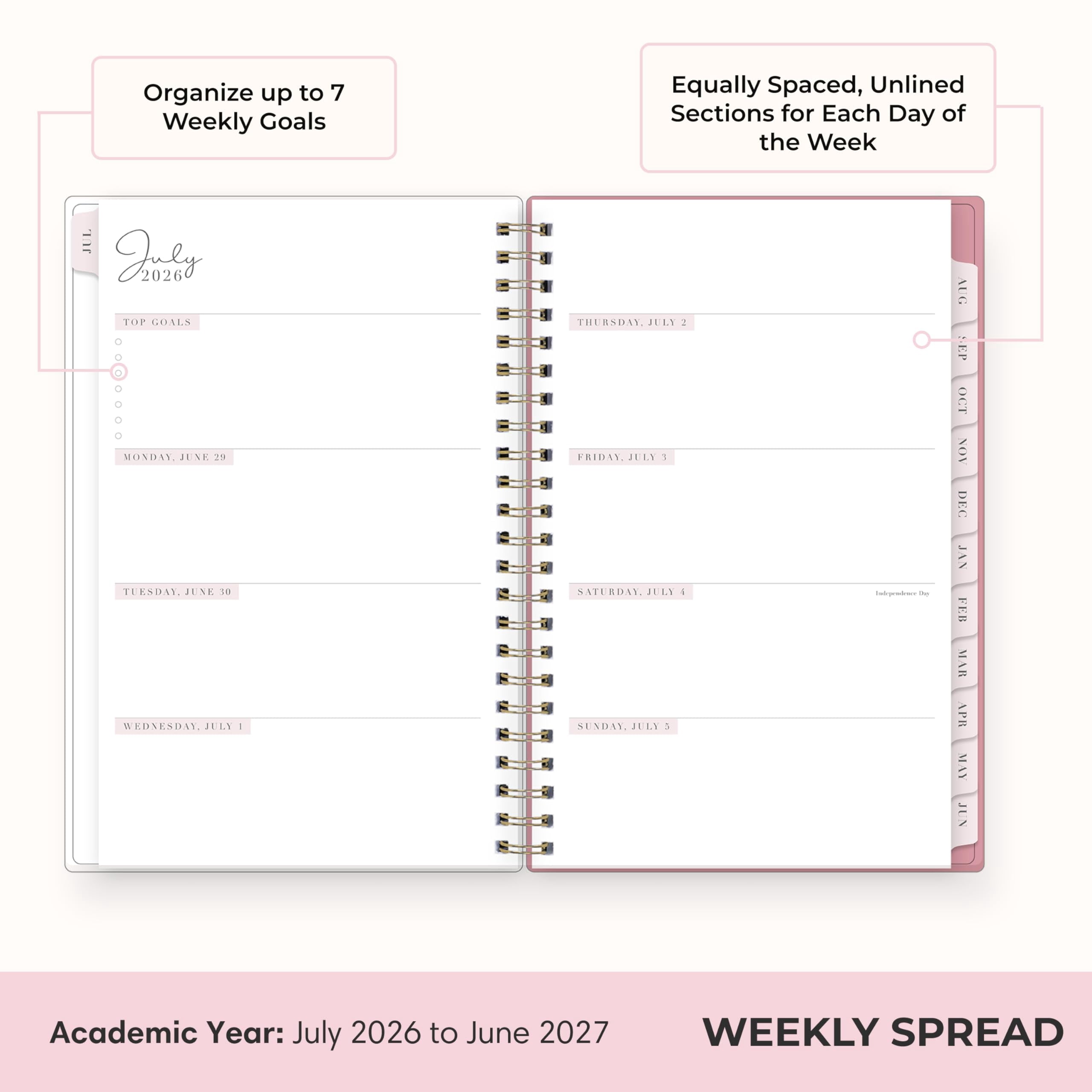 Blue Sky Rachel Parcell 2026-2027 Weekly and Monthly Academic Year Planner Calendar, July 2026 - June 2027, 5" x 8", Flexible Cover, Wirebou - Image 3