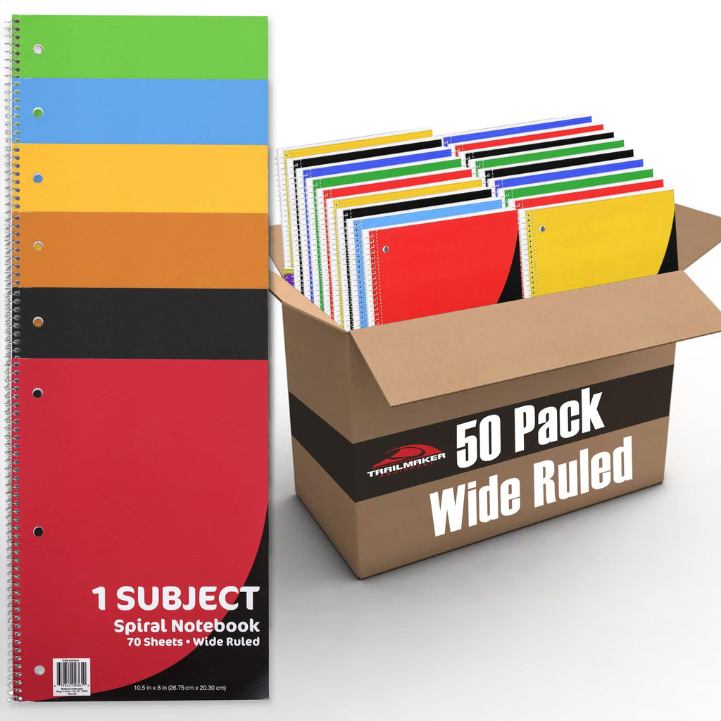 50 pack 1 Subject 70 Sheet Wide Ruled Lined Spiral Notebooks in Assorted Colors - Image 3