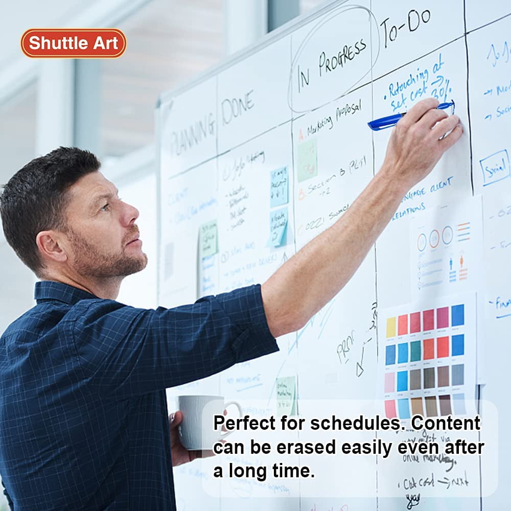 Wet Erase Markers, Shuttle Art 10 Colors 1mm Fine Tip Smudge-Free Markers, Use on Laminated Calendars, Overhead Projectors, Schedules, White - Image 5