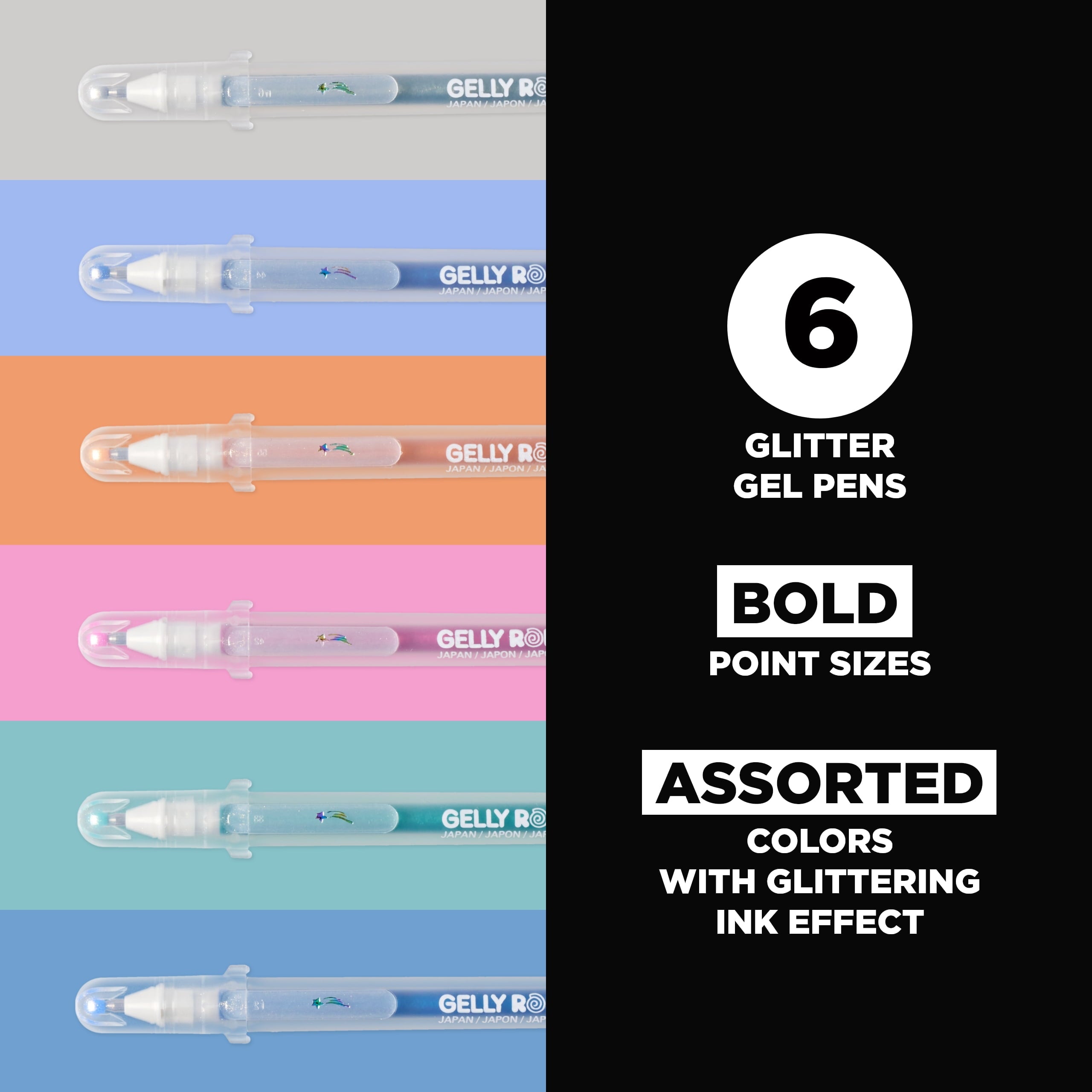 Stardust Gel Pen Set, 6-Colors, Meteor - Image 2