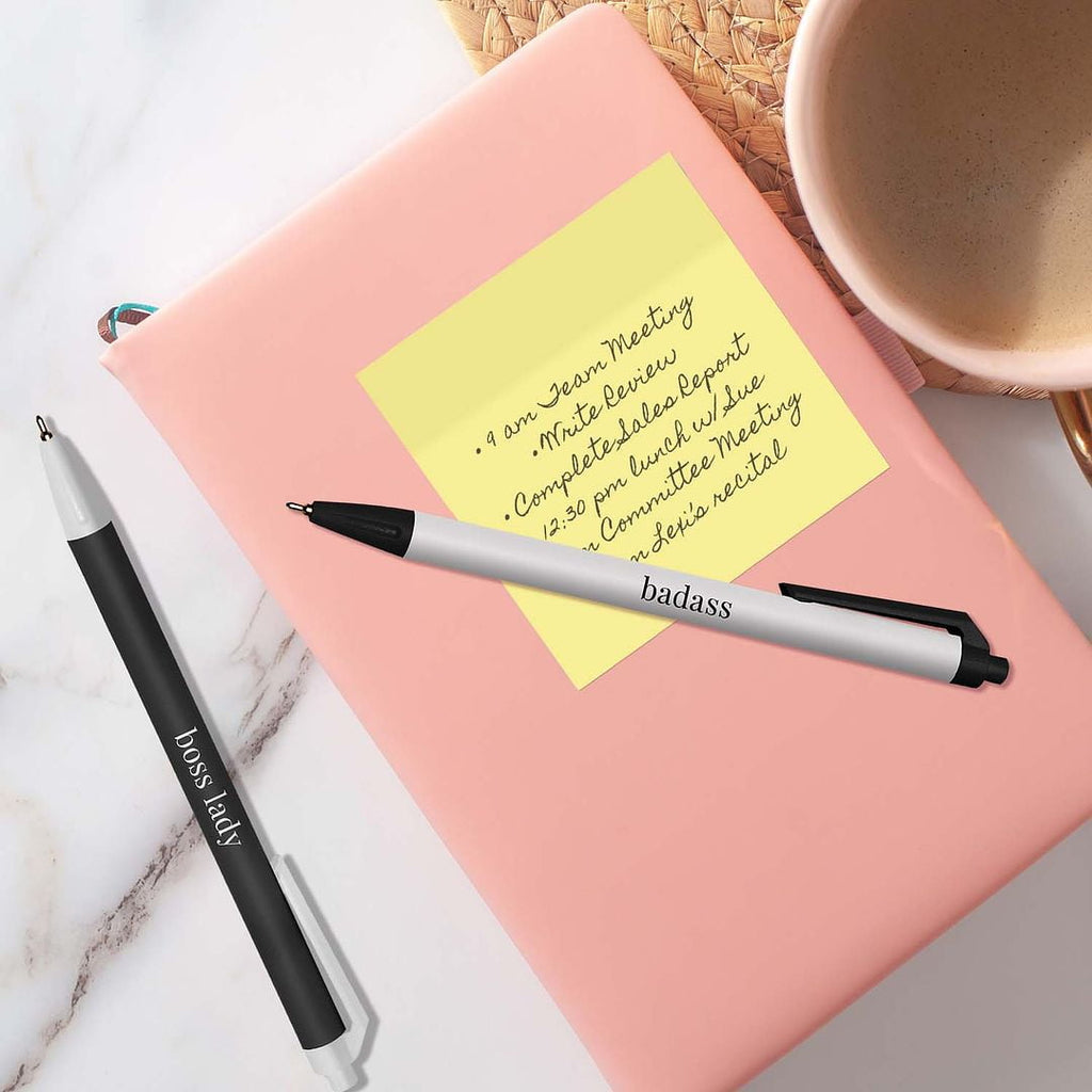 Black And White Female Empowerment Pen Set / 6 Black Ink Gel Glide Pens / Encouraging Boss Babe Office Supplies / Bos... - Image 4