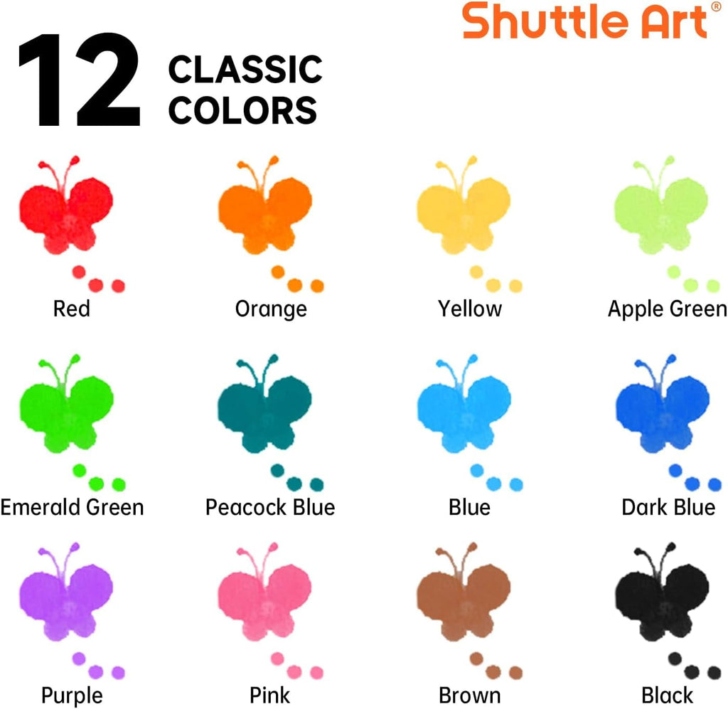 Shuttle Art Dot Makers, 12 Colors Bingo Daubers with 20 Unique Patterns of Dot Book for Art Activities, Non-Toxic Washable Coloring Markers - Image 2