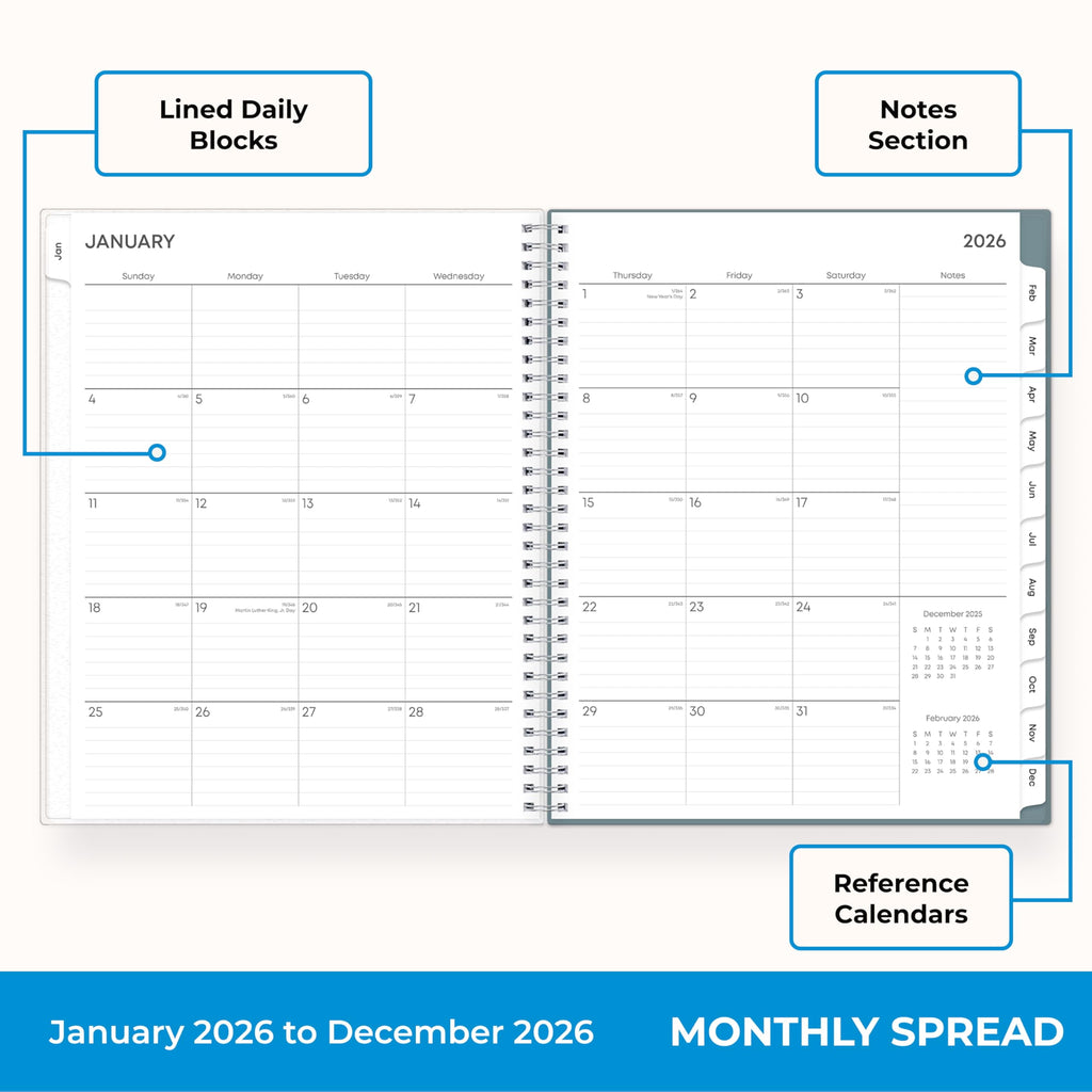 2026 Weekly and Monthly Planner Calendar, January 2026 - December 2026, 8.5" x 11", Flexible Frosted Cover, Laminated... - Image 4
