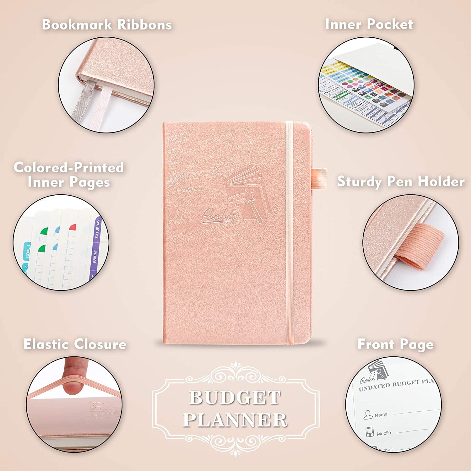 2025 Monthly Undated Bill Organizer Hardcover Financial Journal, Money Expense Tracker with Envelopes, Stickers, 1 Pe... - Image 3