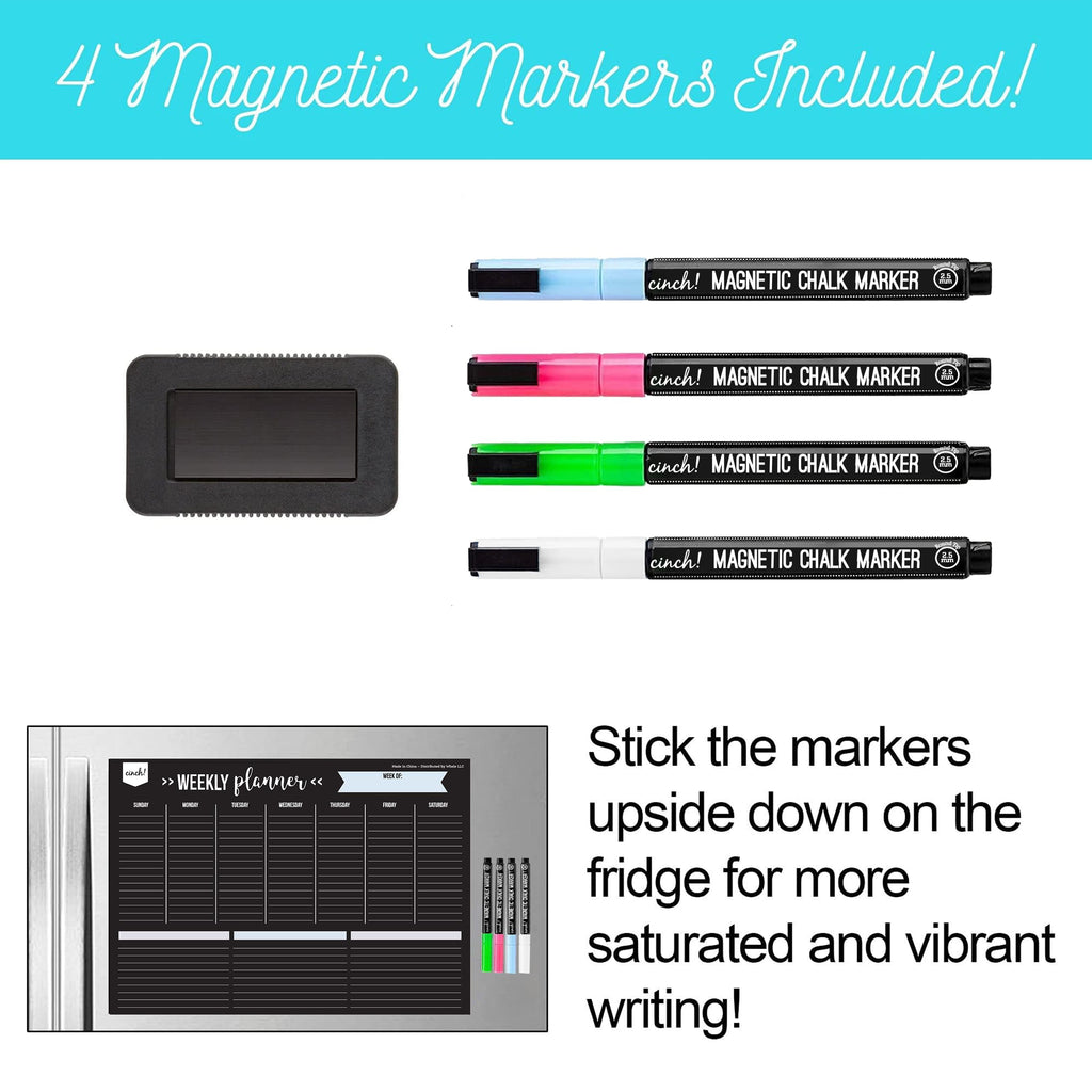 17x12-Inch Magnetic Dry Erase Weekly Planner for Fridge - Black Weekly Calendar Board with 4 Fine Tip Markers and Lar... - Image 4