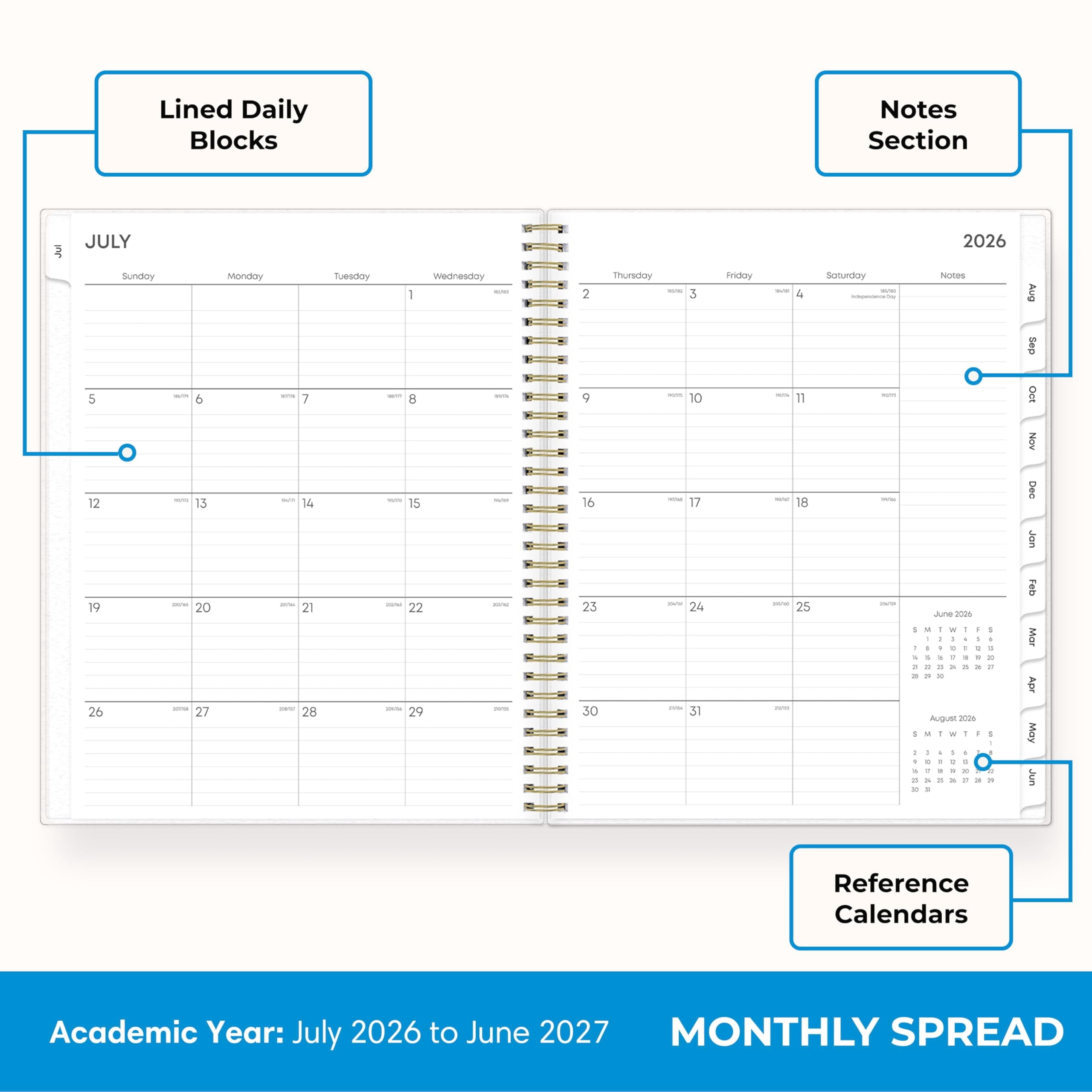 2026-2027 Weekly and Monthly Academic Year Planner Calendar, July 2026 - June 2027, 8.5" x 11", Flexible Cover, Wireb... - Image 4