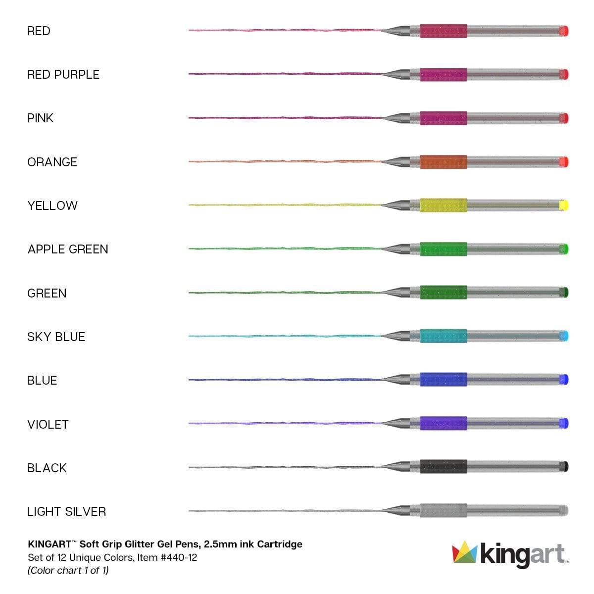 Glitter Gel Pens Set – 12 Vibrant Colors, Soft Grip 2.5mm Pens for Adult Coloring, Art and Fine lines - Image 3